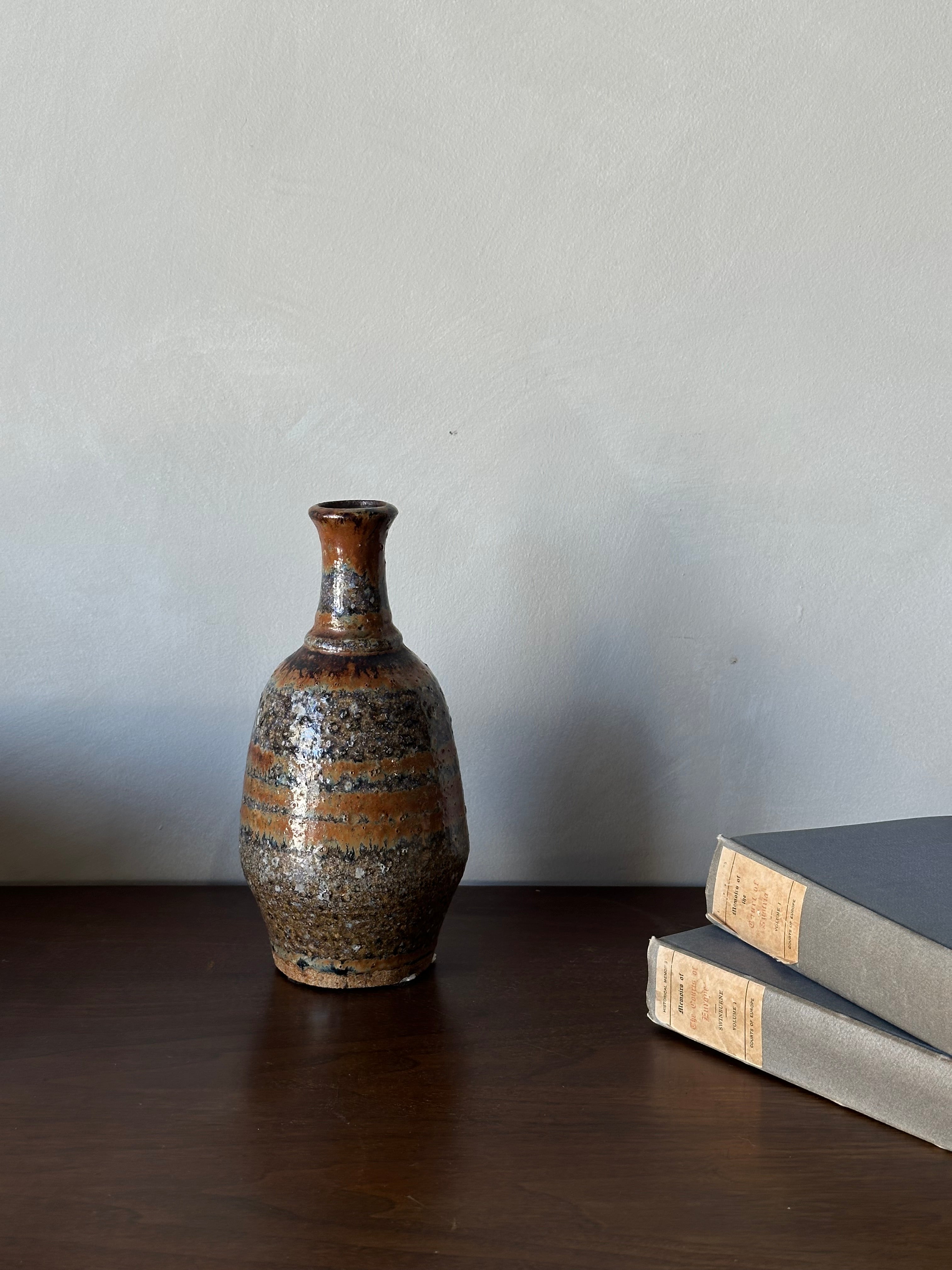 Vintage Shigaraki-yaki Brown Glazed Vase