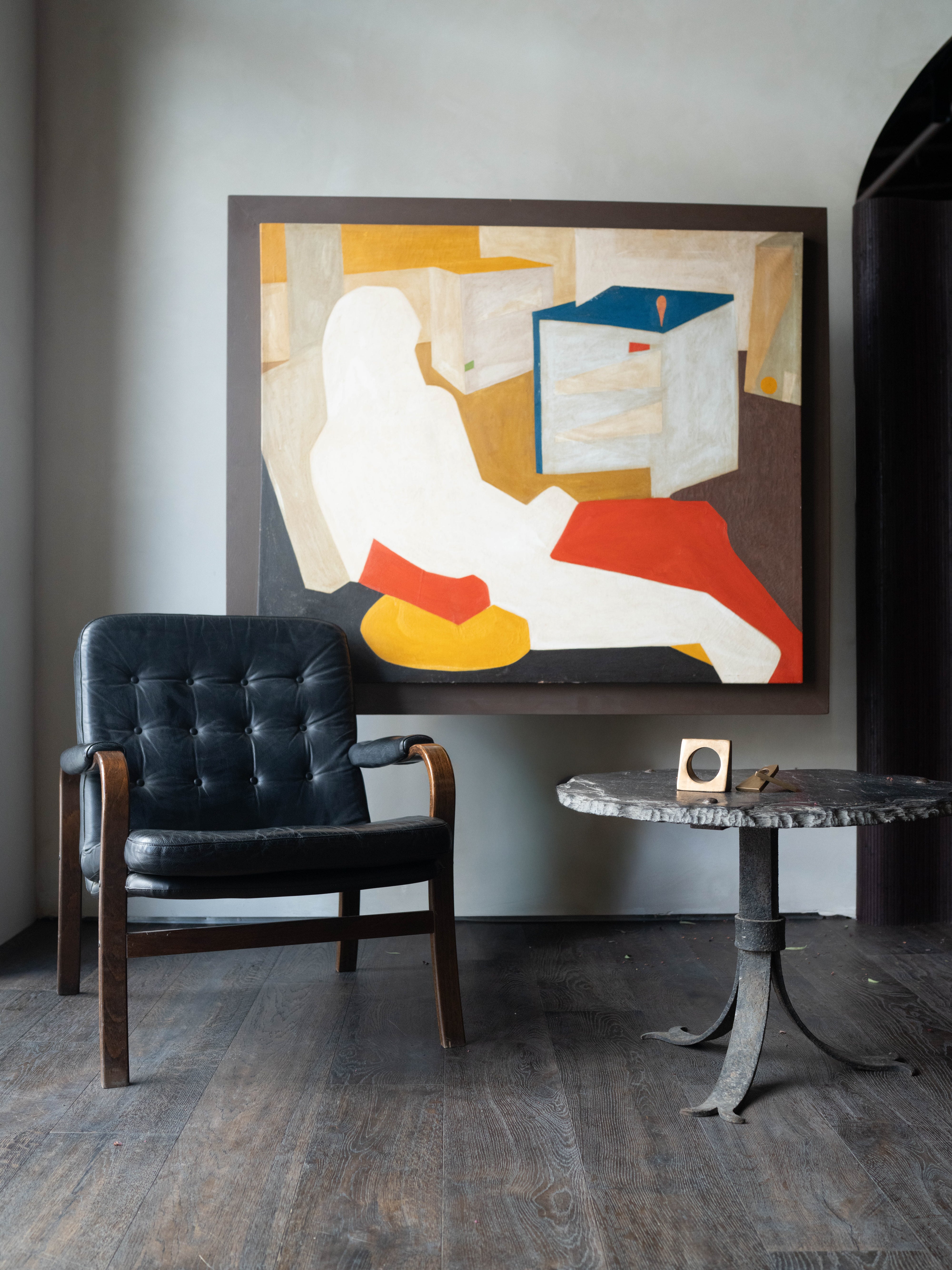Style of Gote Swedish Leather Lounge Chair c. 1970s