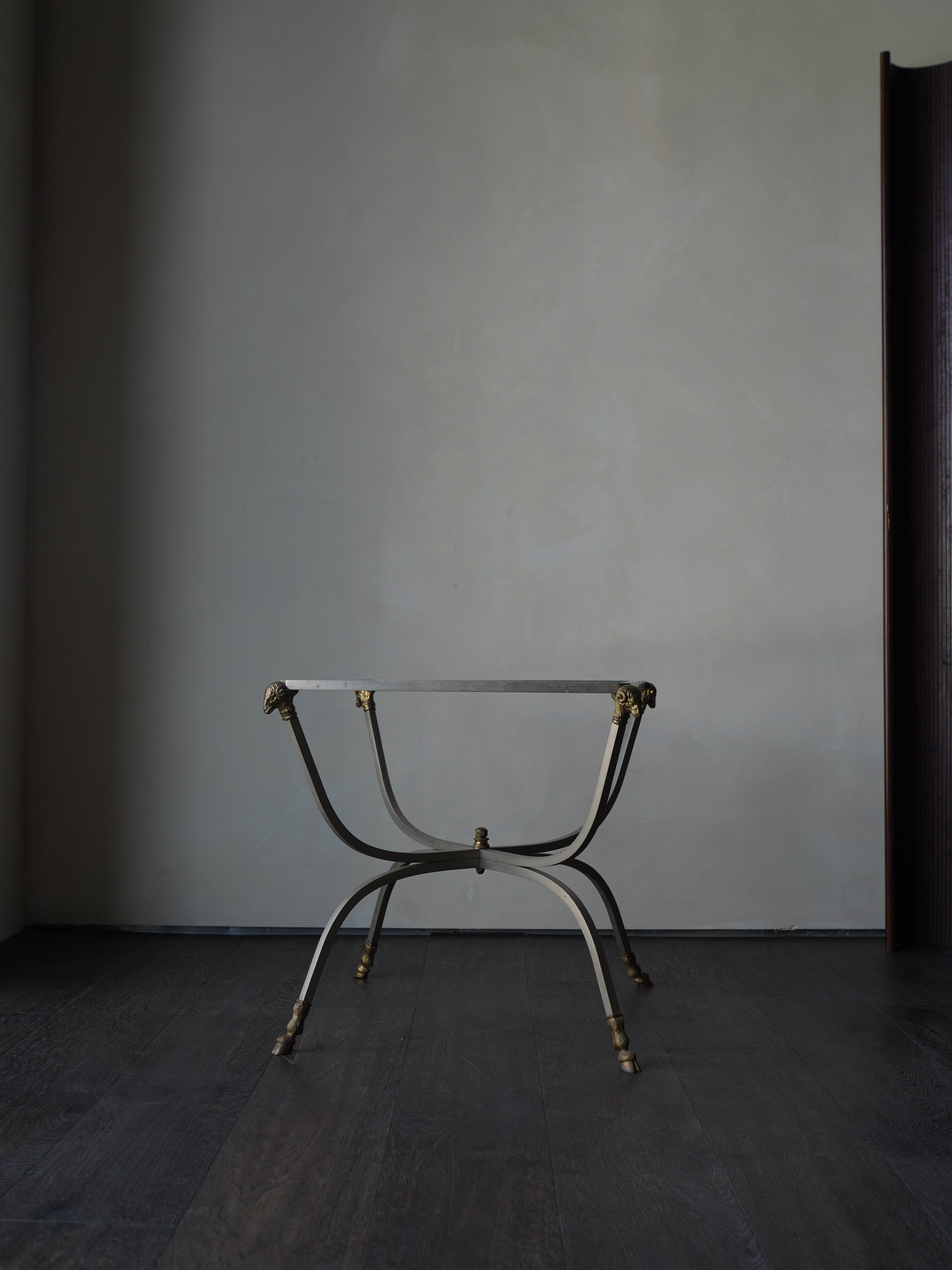 Vintage Italian Glass-Top Side Table, in the Style of Maison Jansen