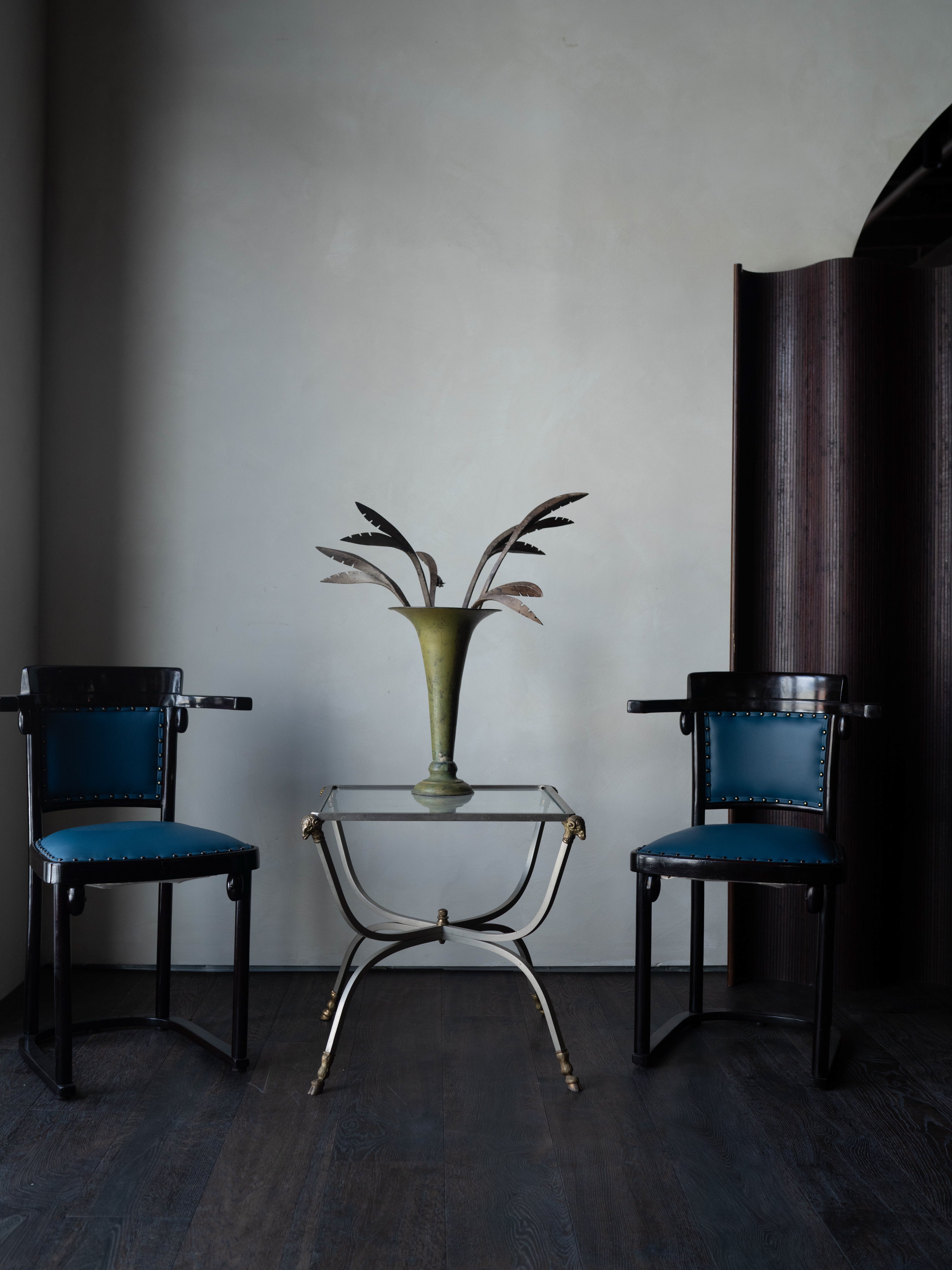 Vintage Italian Glass-Top Side Table, in the Style of Maison Jansen