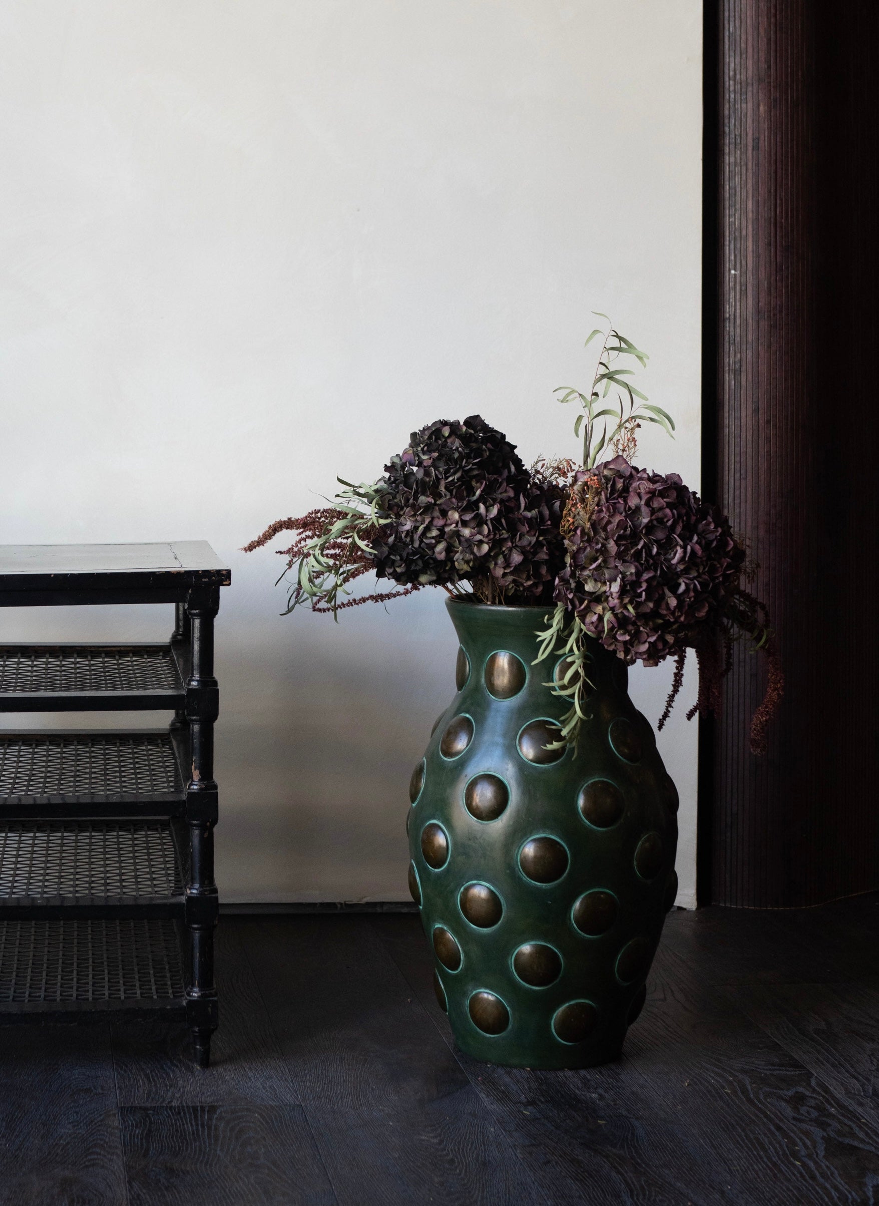 Italian Textured Bronze & Ceramic Vase, c. 1940