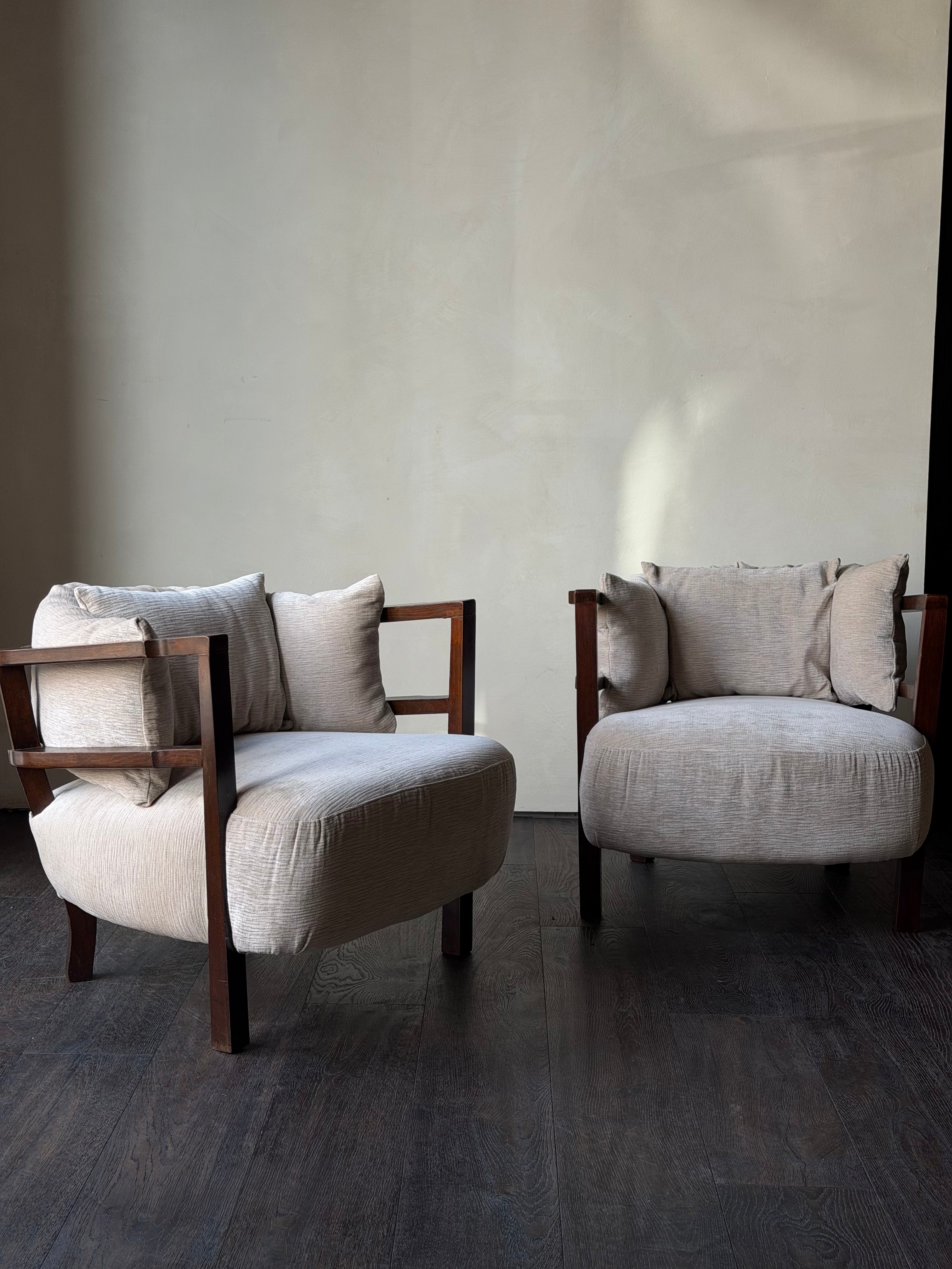 European Modernist Lounge Chairs, Pair