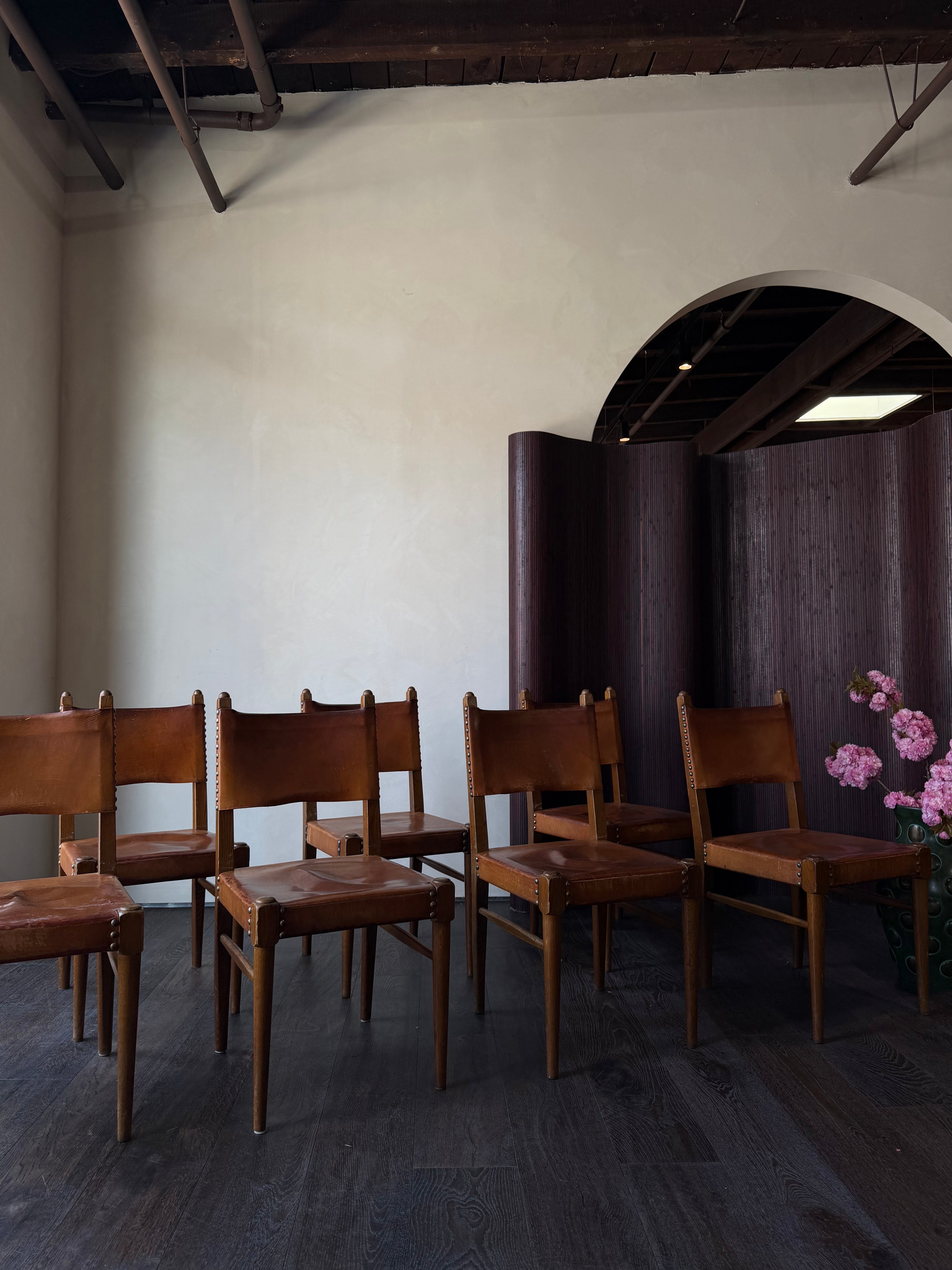 Spanish Colonial Oak & Leather Chairs