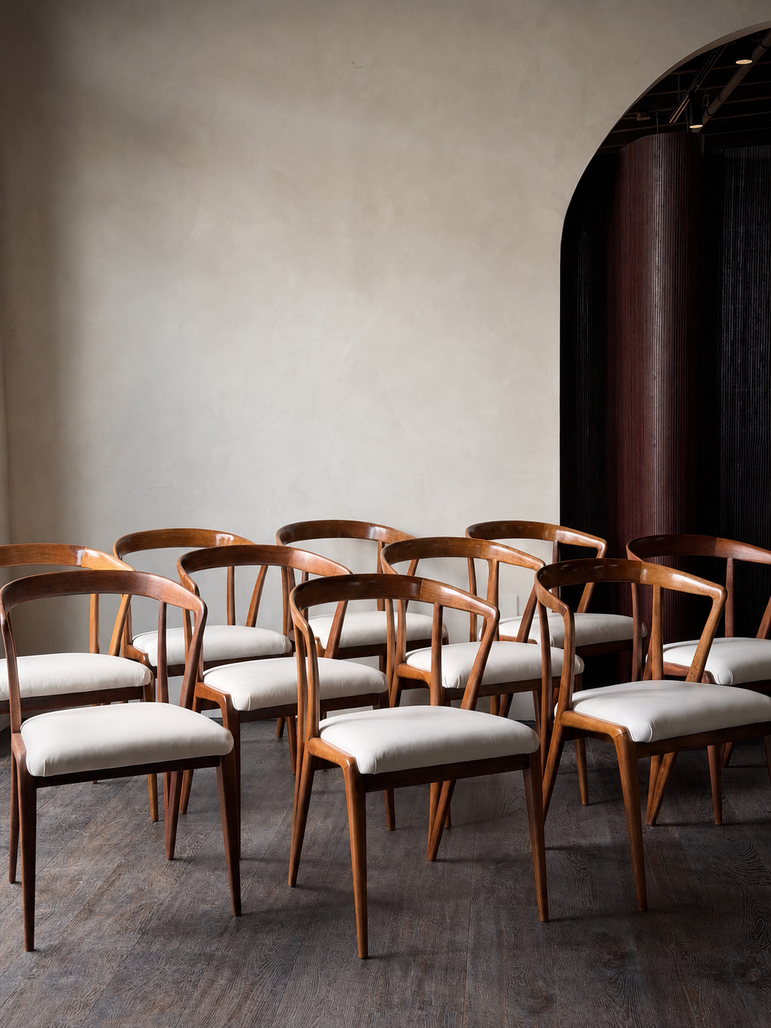 Bertha Schaefer Walnut Dining Chairs, Set of 10