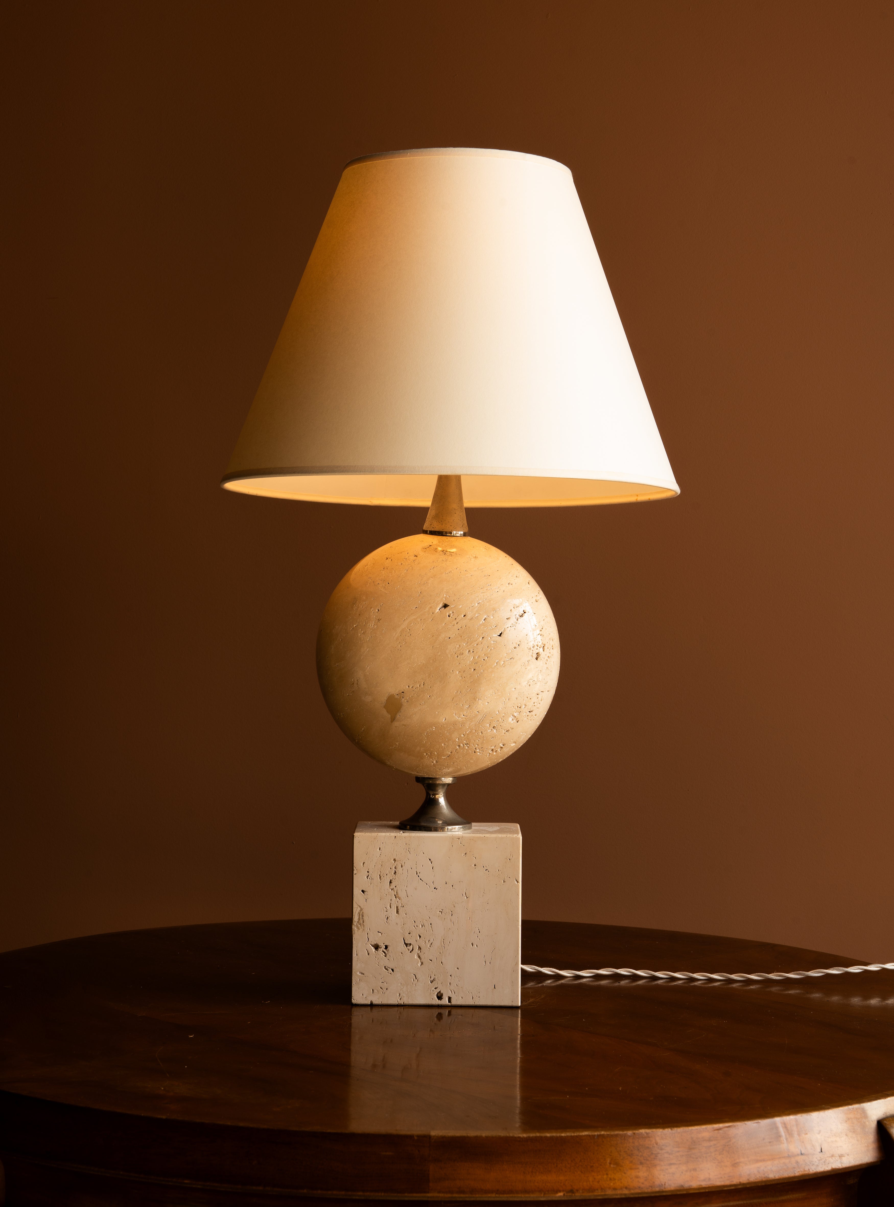 Travertine Table Lamp by Philippe Barbier, c. 1970