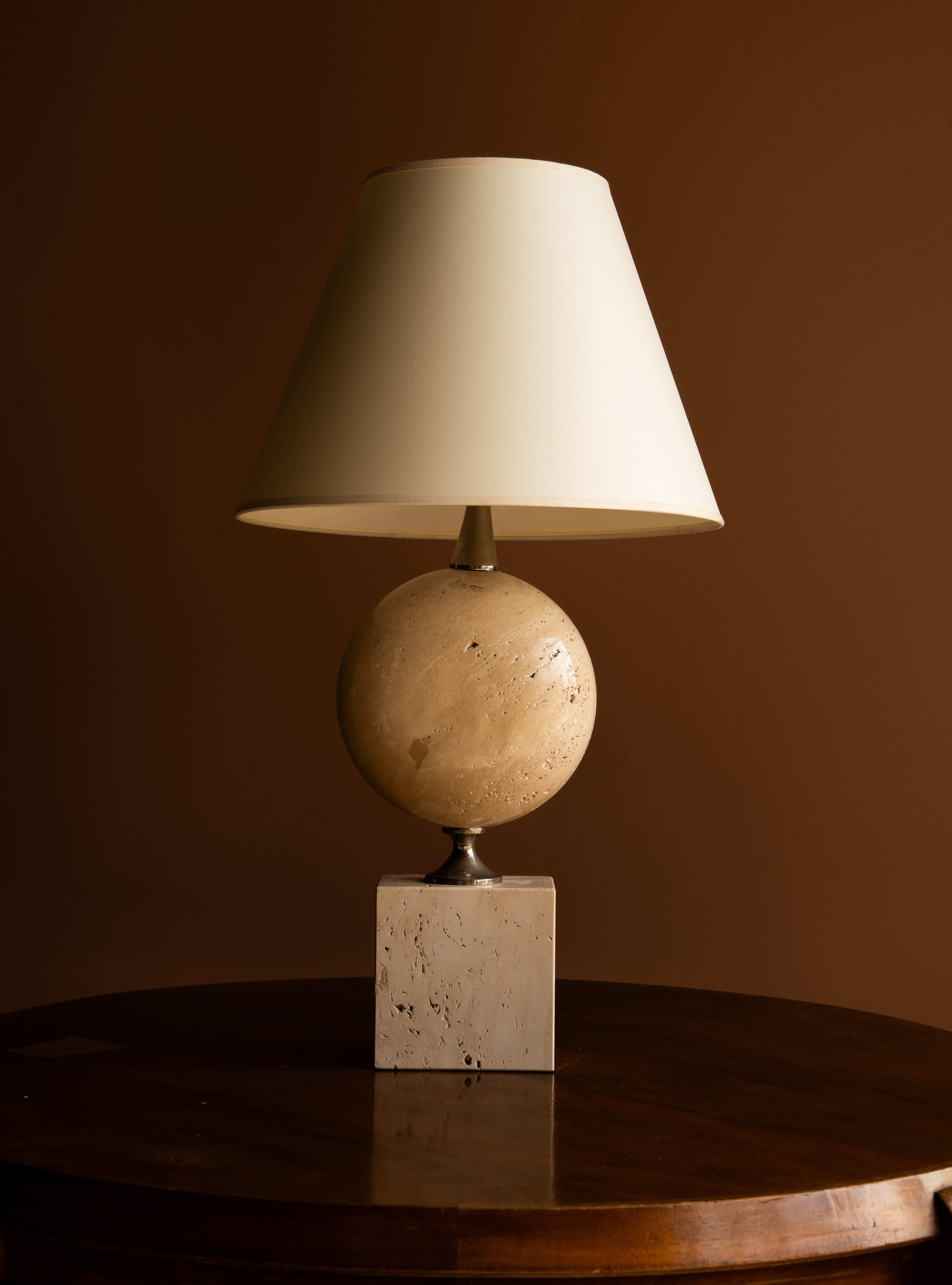 Travertine Table Lamp by Philippe Barbier, c. 1970
