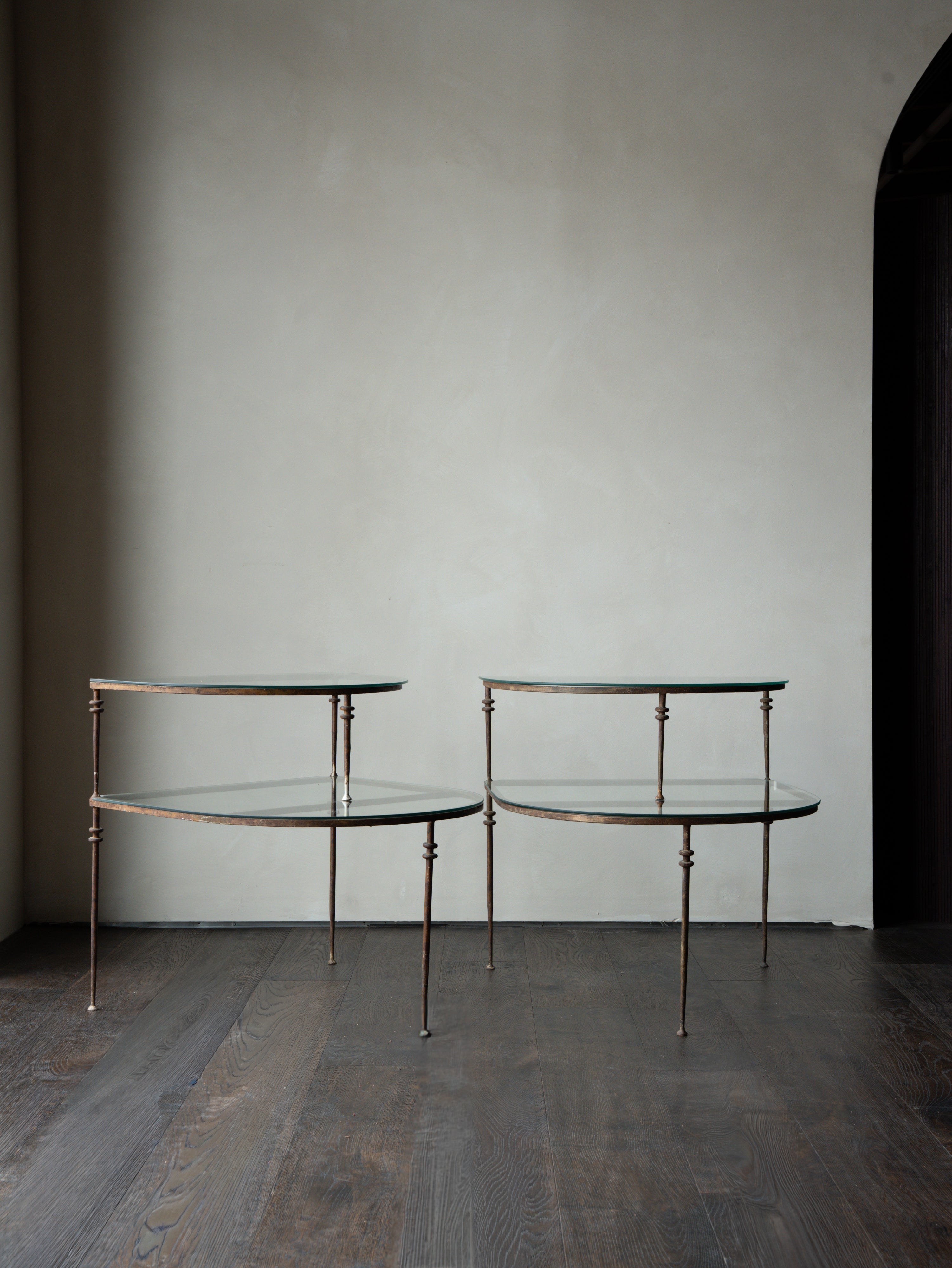 Iron Tiered Tables in manner of Giacometti, Pair