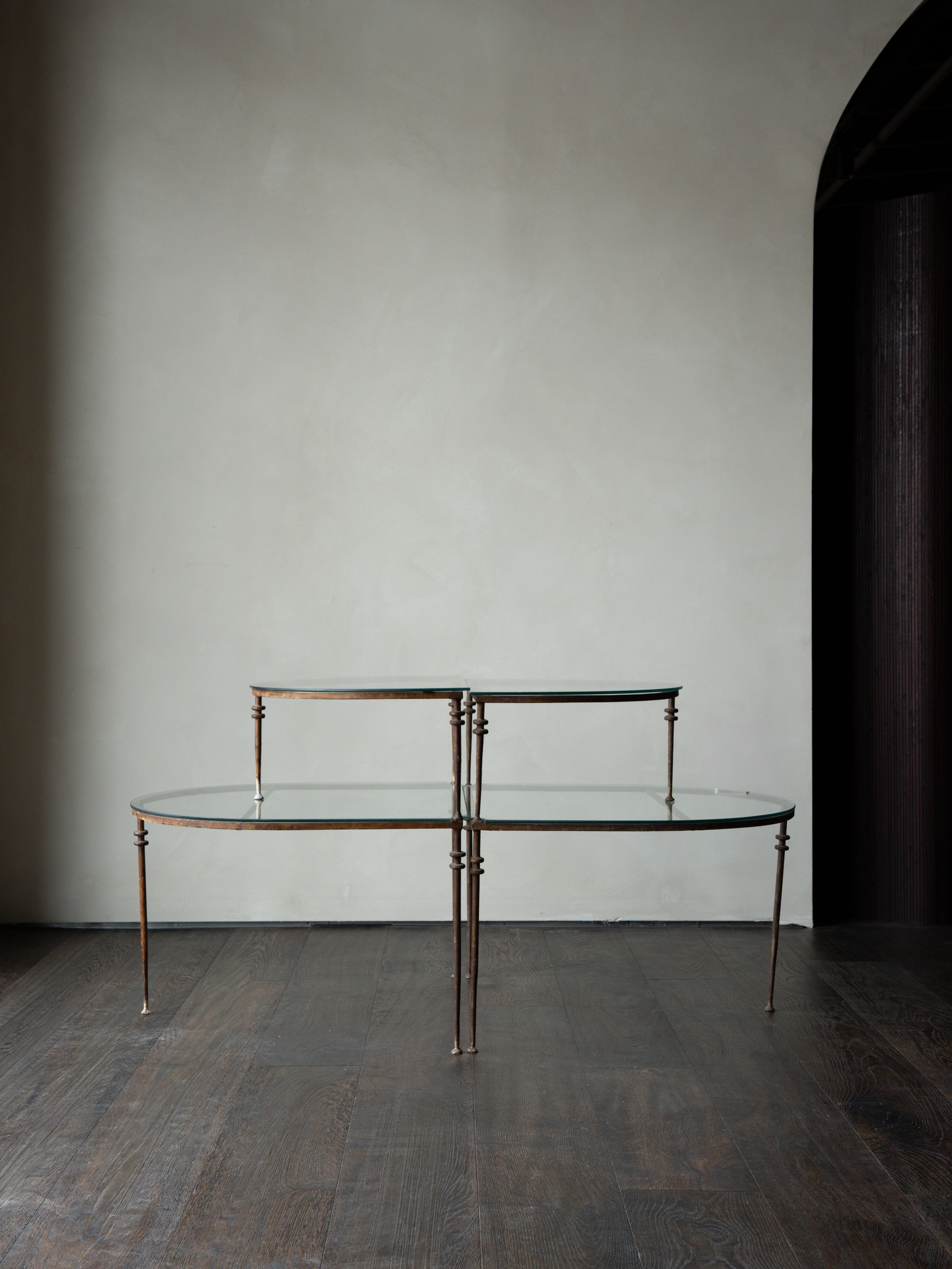 Iron Tiered Tables in manner of Giacometti, Pair