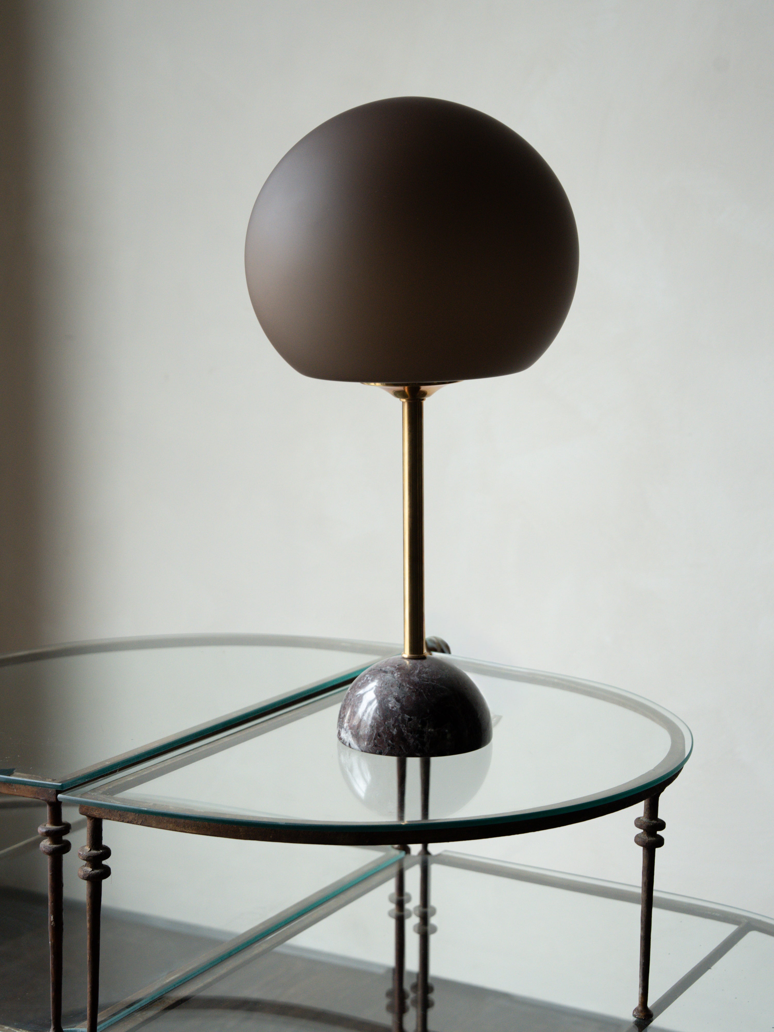 Purple Frosted Glass Globe Lamps, Pair