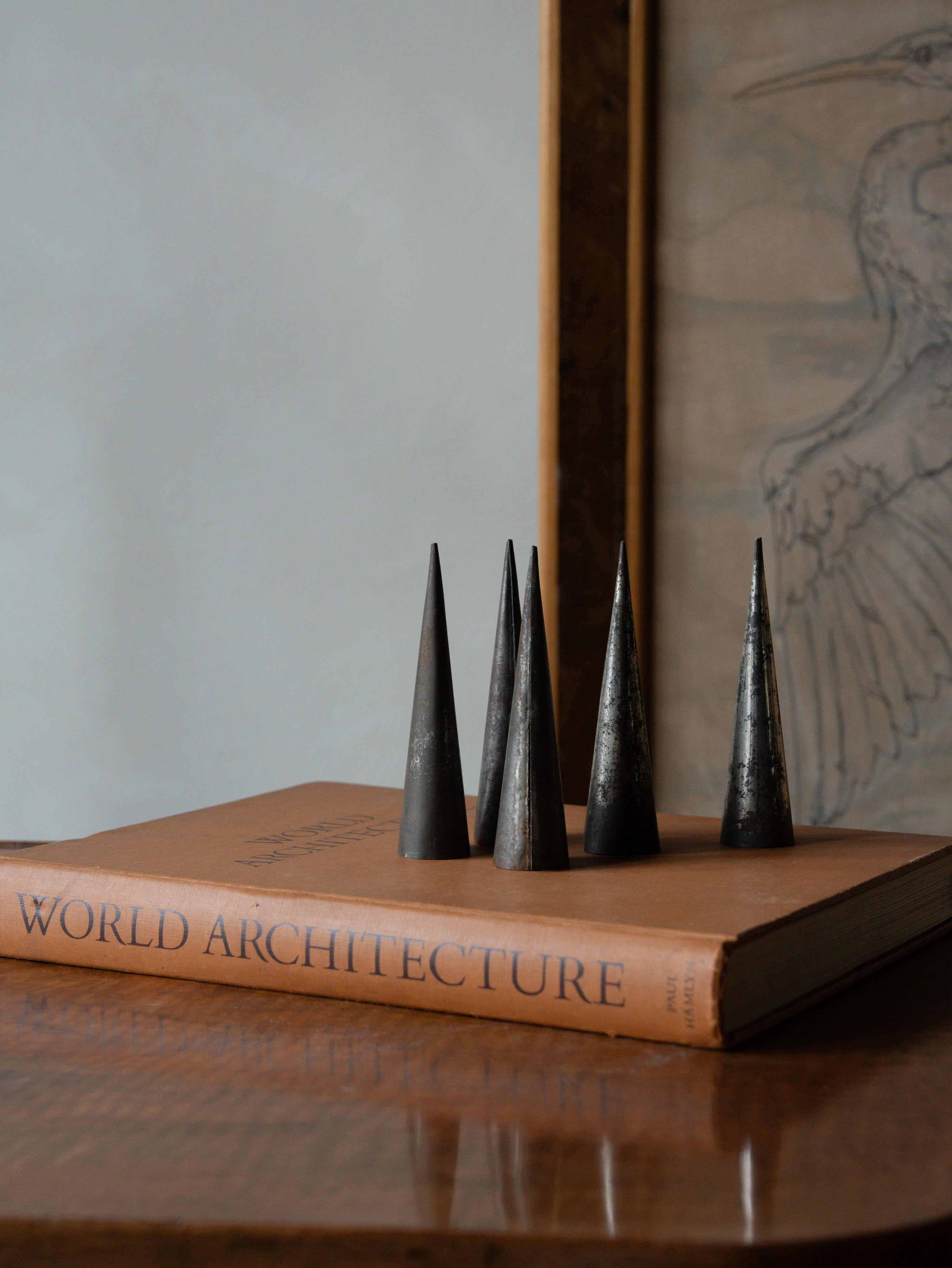 Set of 12 Small Metal Cones