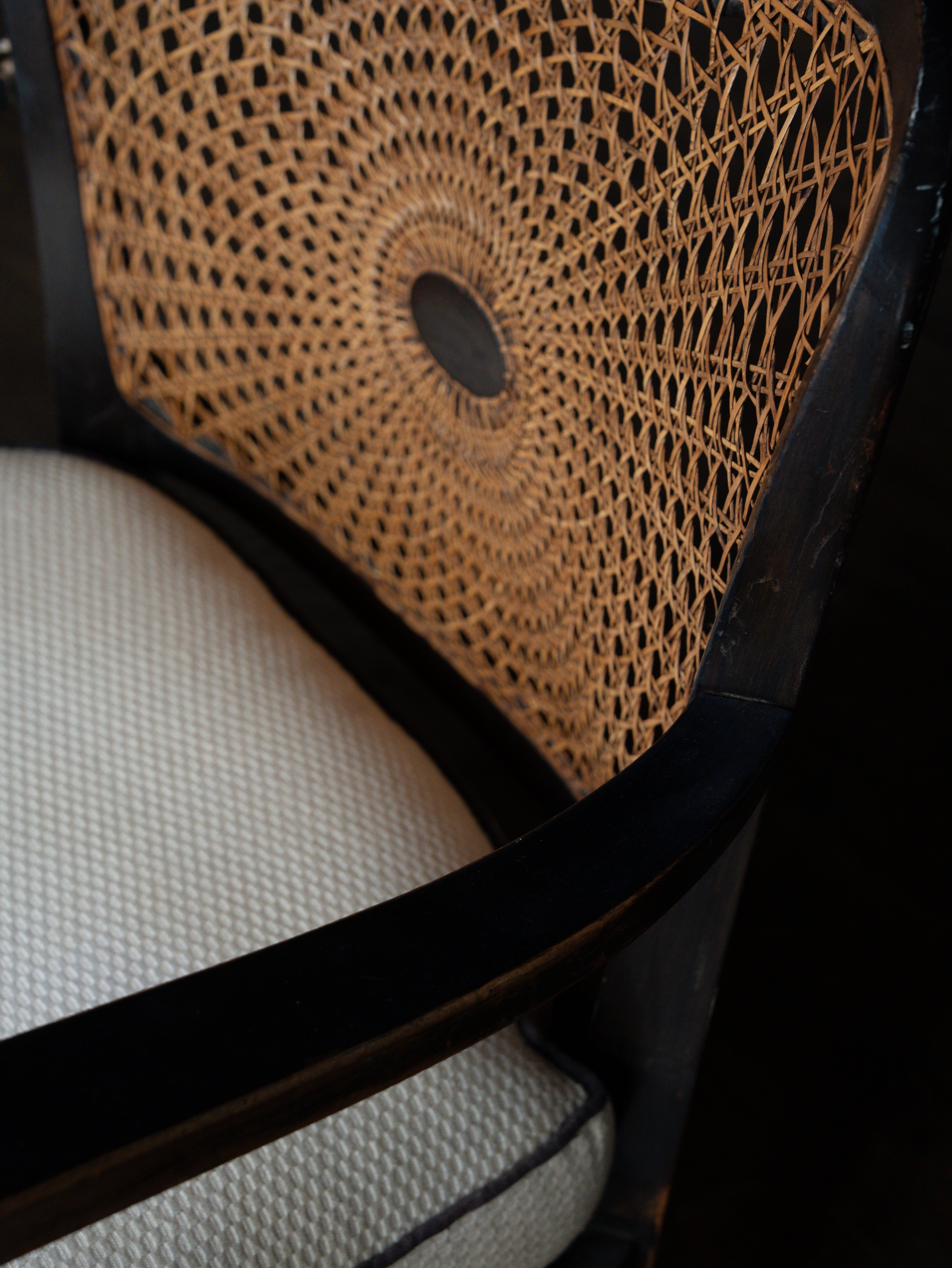 Rare Early 20thc Hand-Caned Chair and Sofa Set