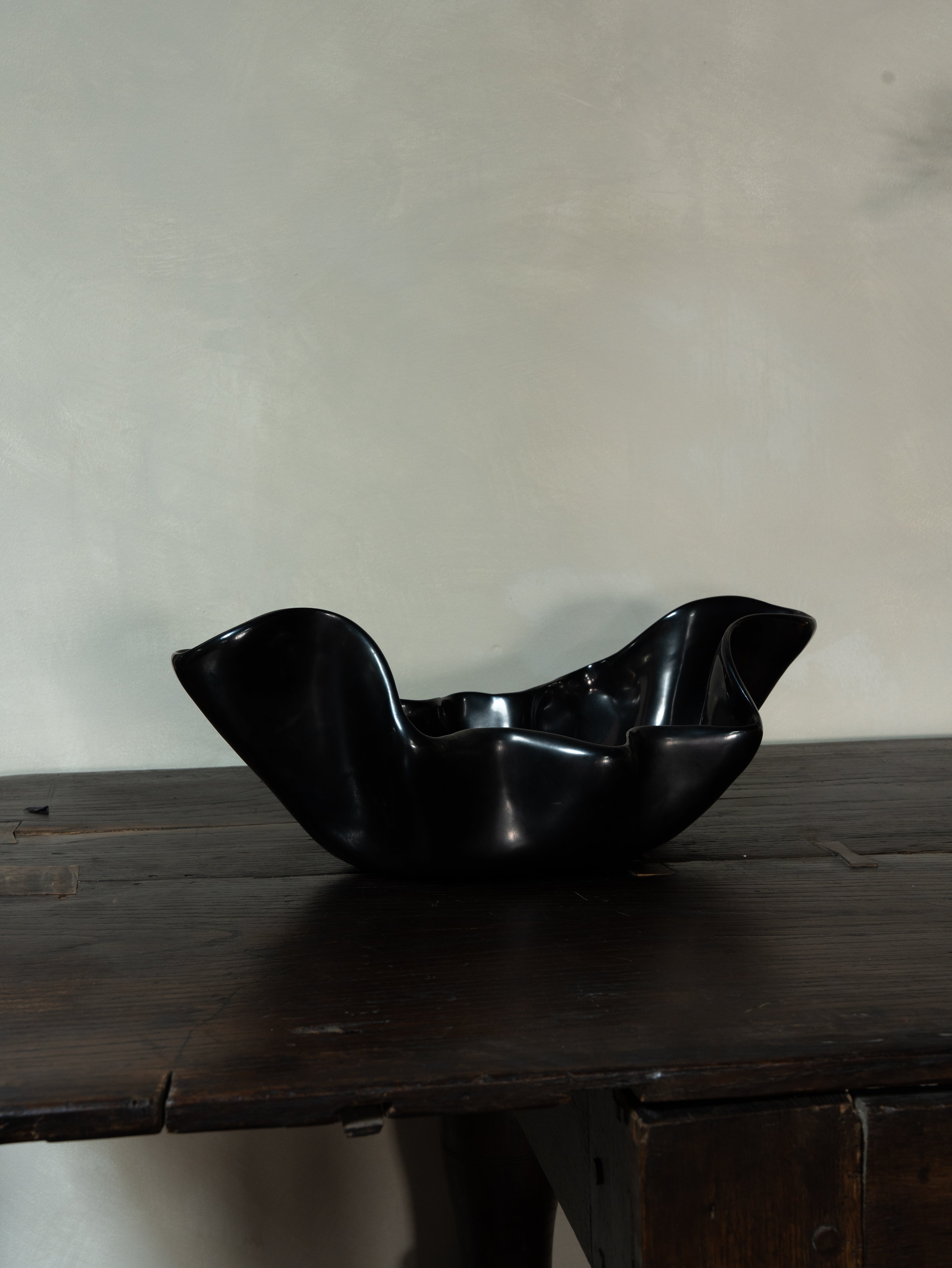 Black Sculptural Bowl, c. 1980