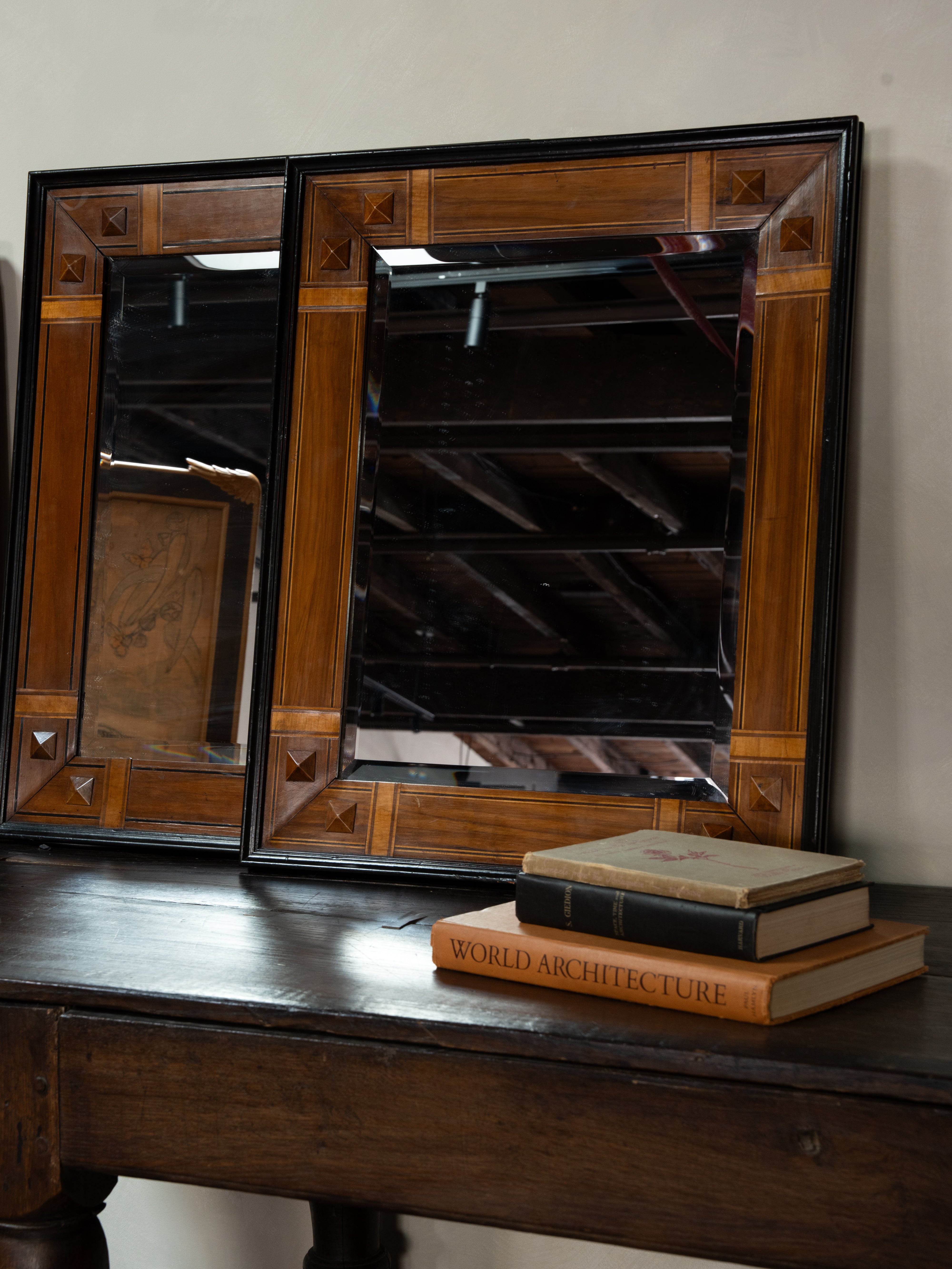 Beautiful Pair of Art Deco Mahoghany Mirrors