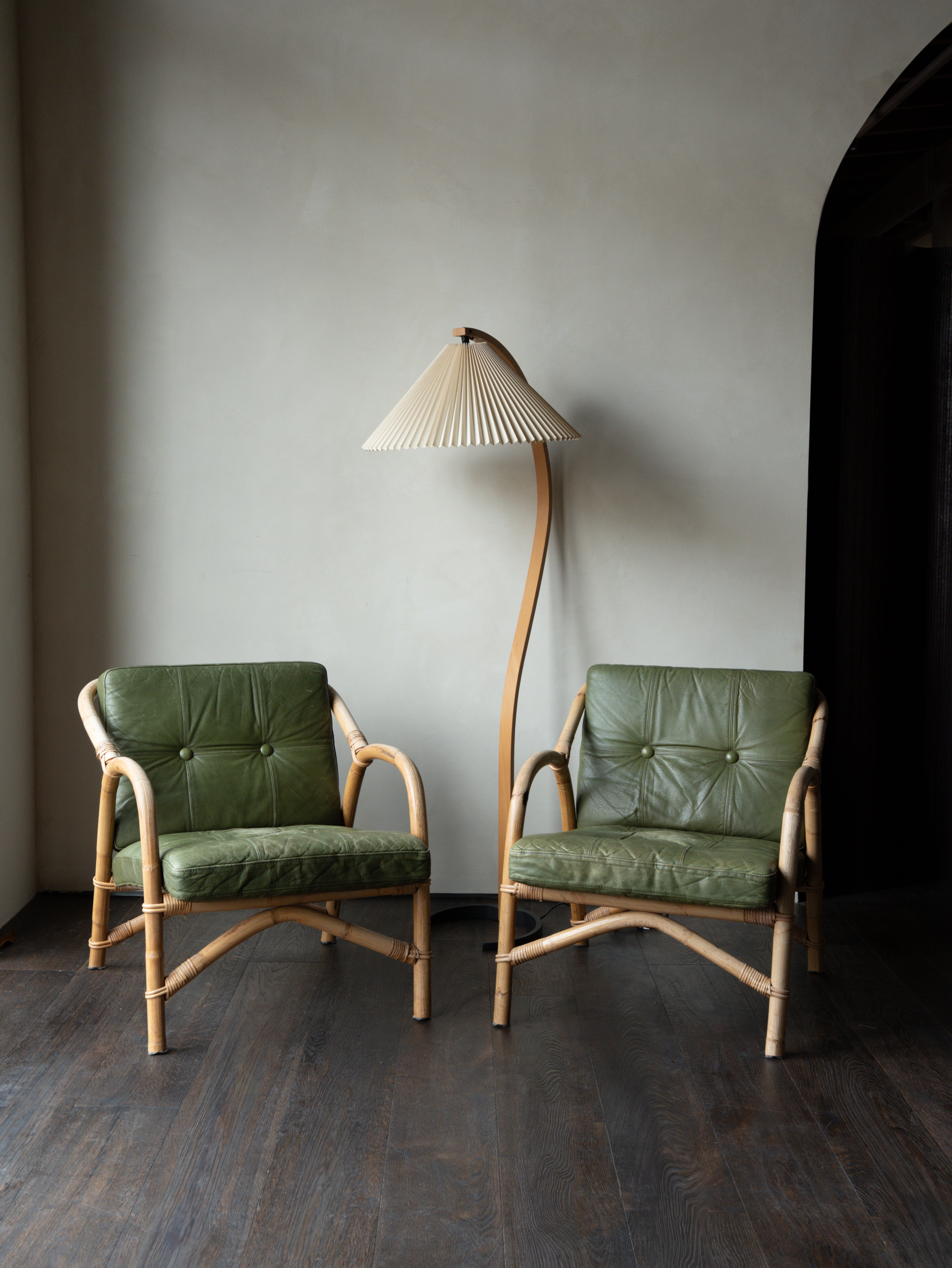 Danish Bamboo Lounge Chairs - Pair