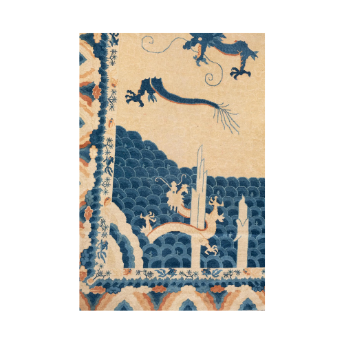 Antique Chinese Peking Dragon Rug, Late 19th-Century