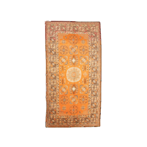 Orange Medallion Khotan Rug, c. Mid-20th Century