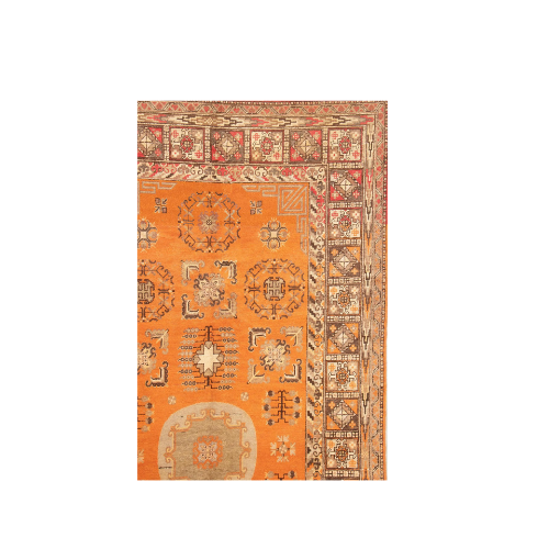 Orange Medallion Khotan Rug, c. Mid-20th Century