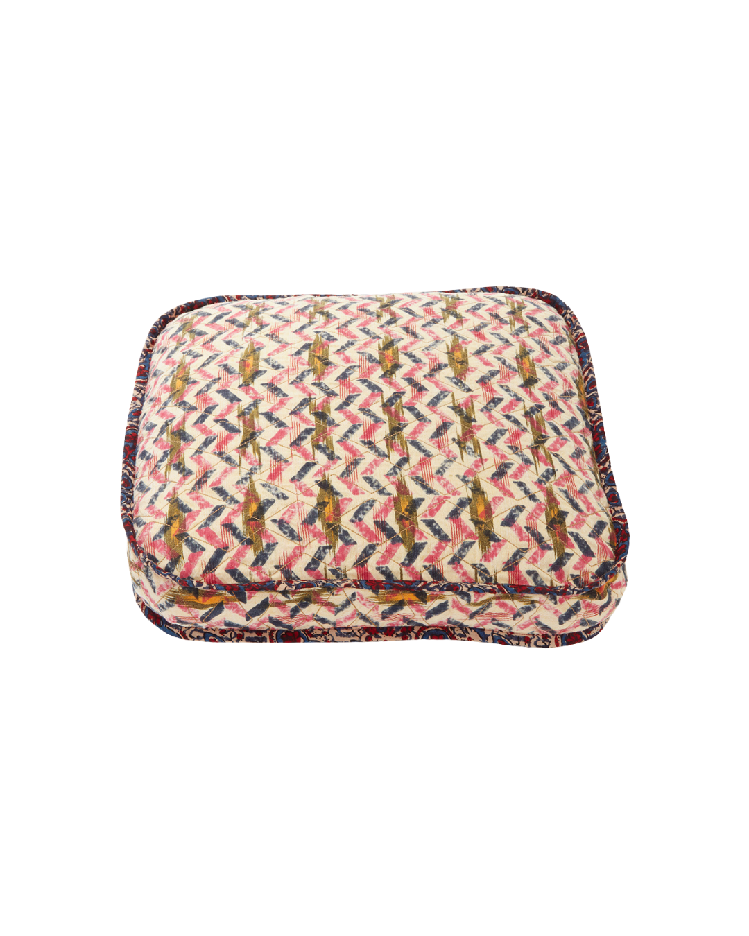 Gregory Parkinson Floral Blue Zig Zag Square Pillow