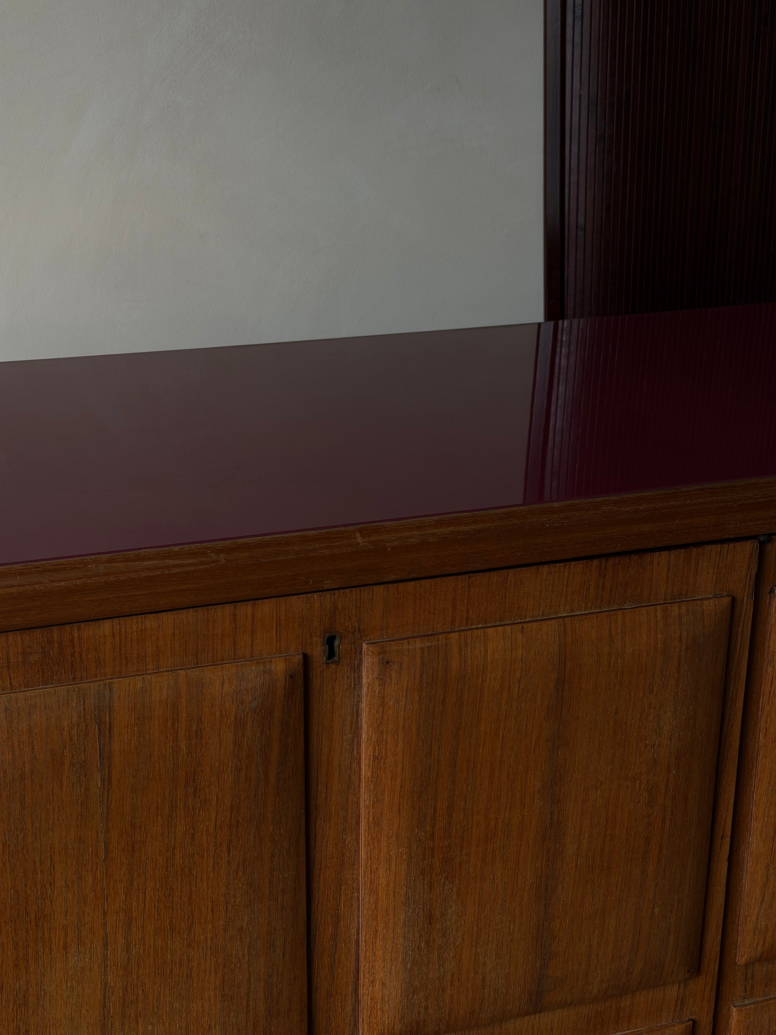 Sculpted Panel Walnut Credenza