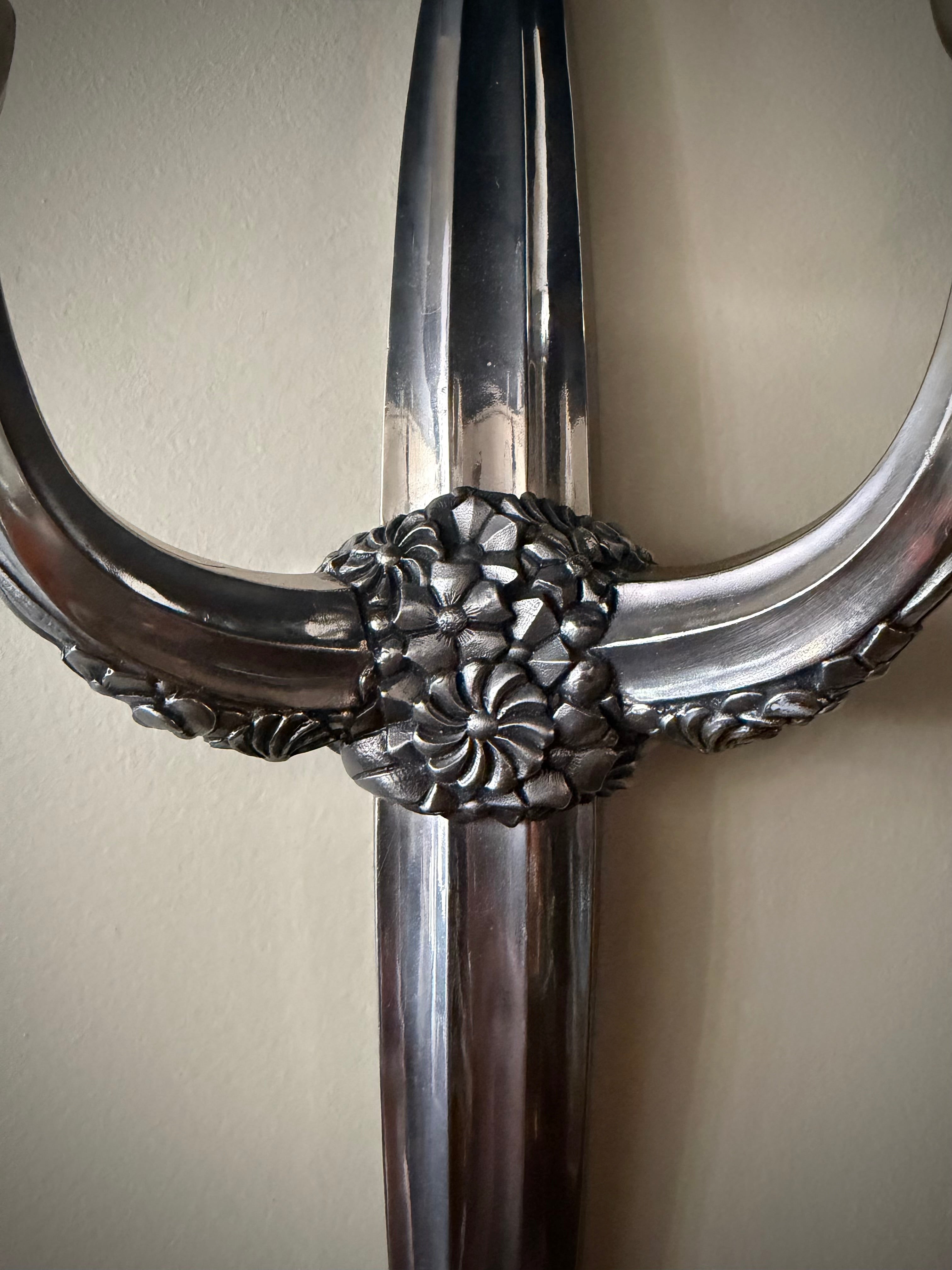 French Art Deco Silver Sconce, Pair