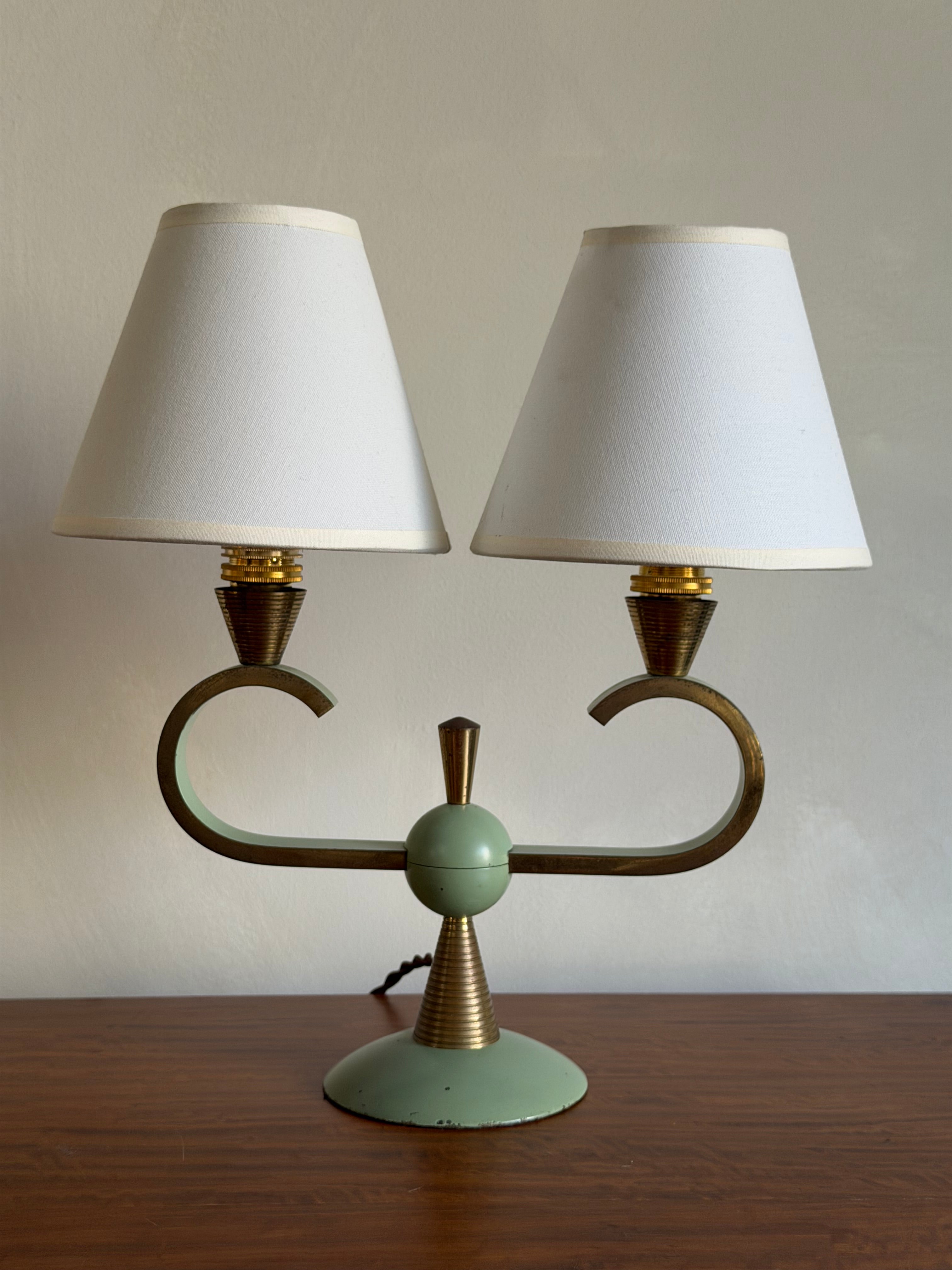 French Art Deco Table Lamps, Pair