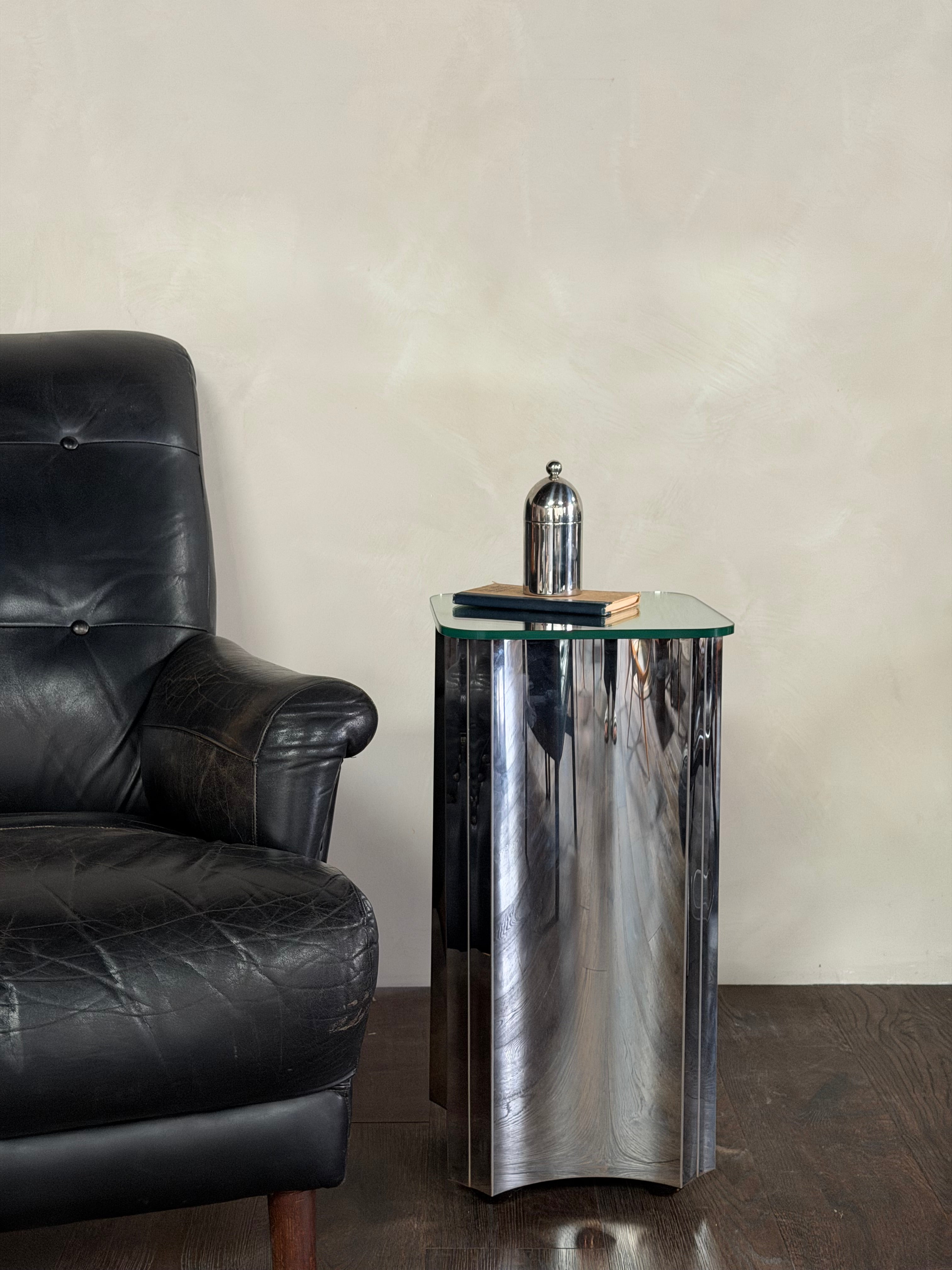 C. Jeré Chrome Pedestal Side Table, c. 1970s