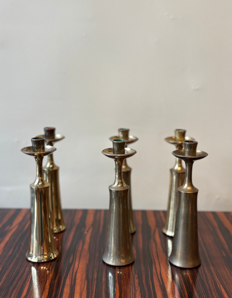 Brass Candlesticks by Jens Quistgaard for Dansk, Set of 6