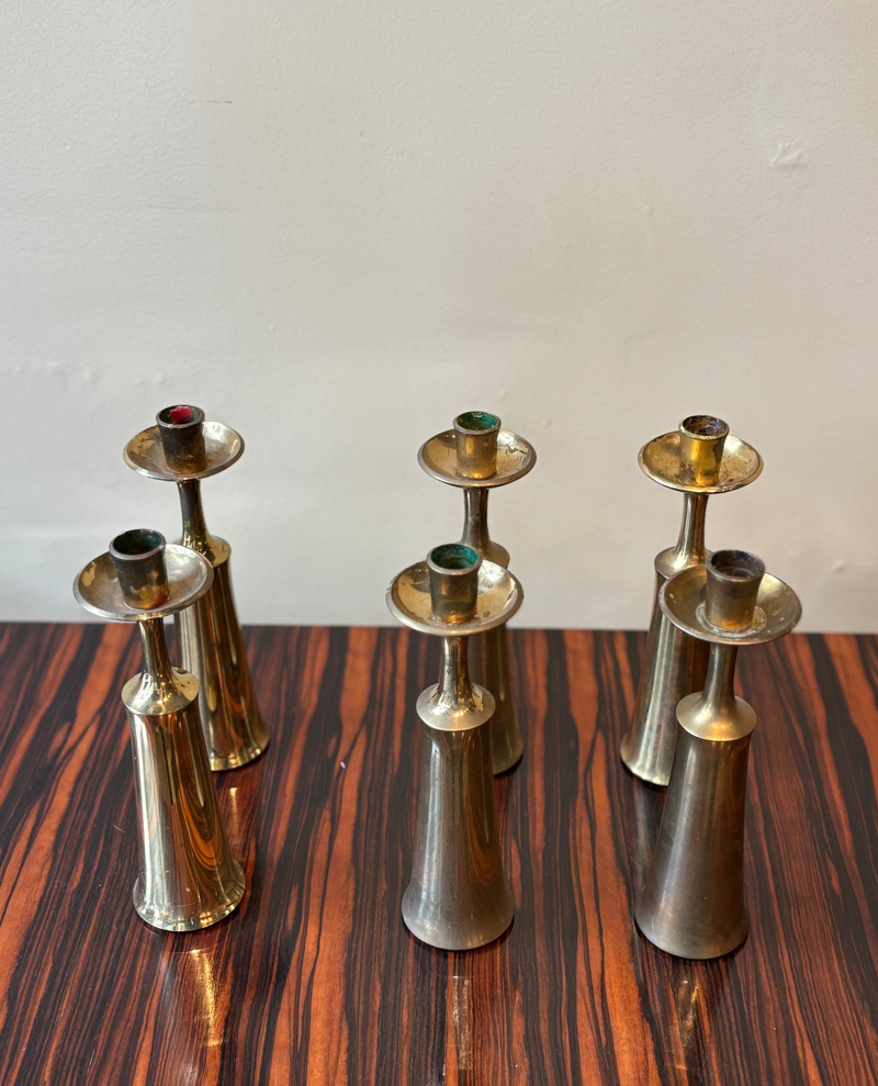 Brass Candlesticks by Jens Quistgaard for Dansk, Set of 6