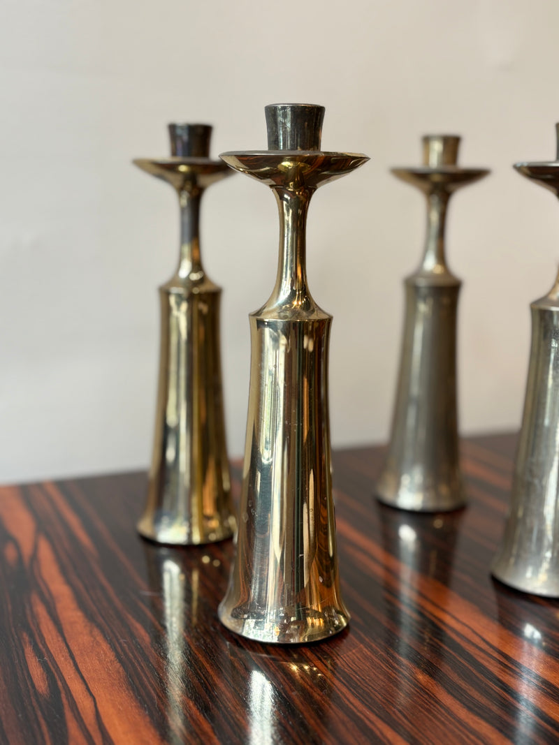 Brass Candlesticks by Jens Quistgaard for Dansk, Set of 6