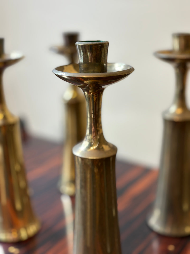 Brass Candlesticks by Jens Quistgaard for Dansk, Set of 6
