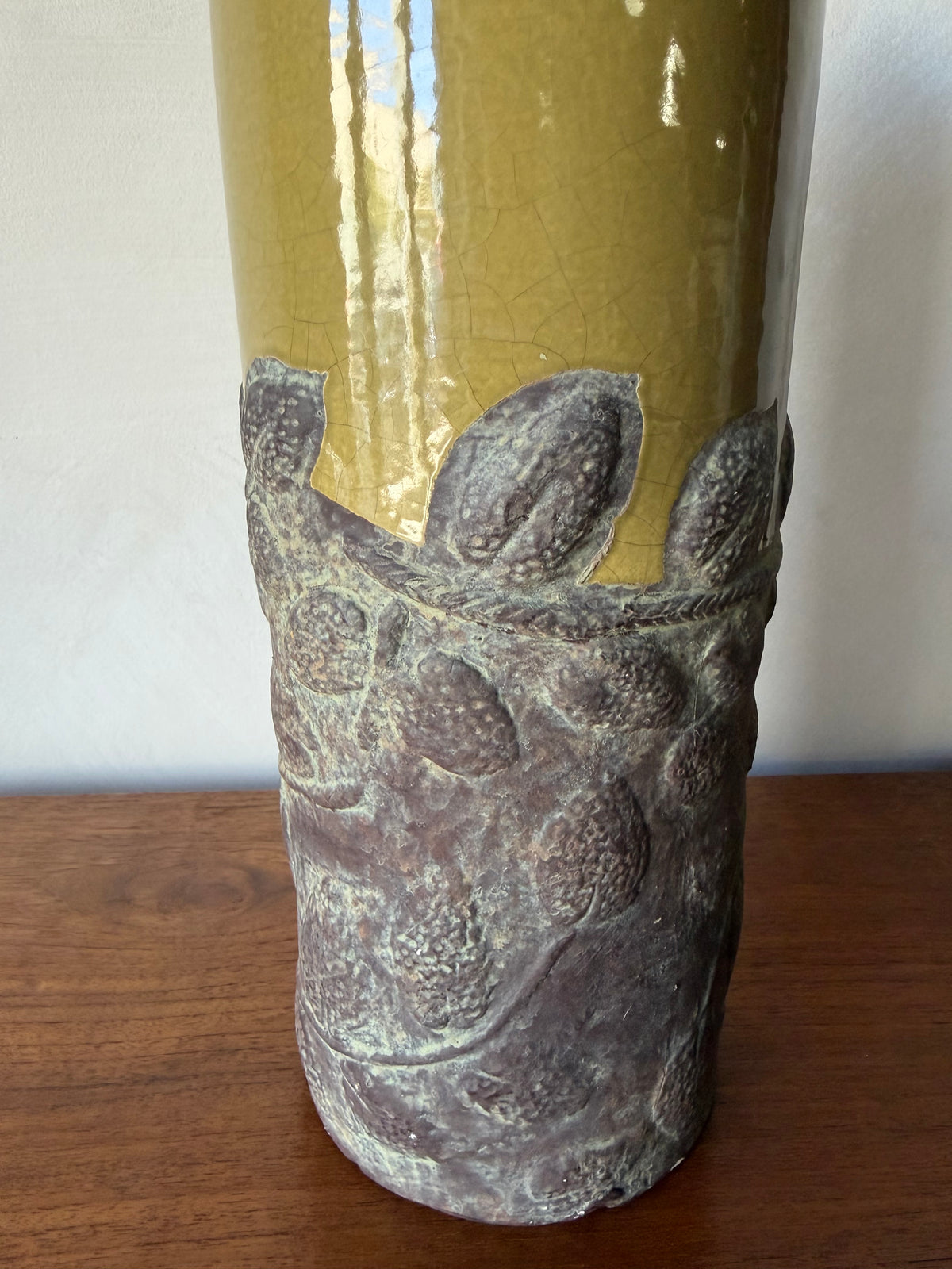 Textured Stoneware Vessel with Applied Relief Detail