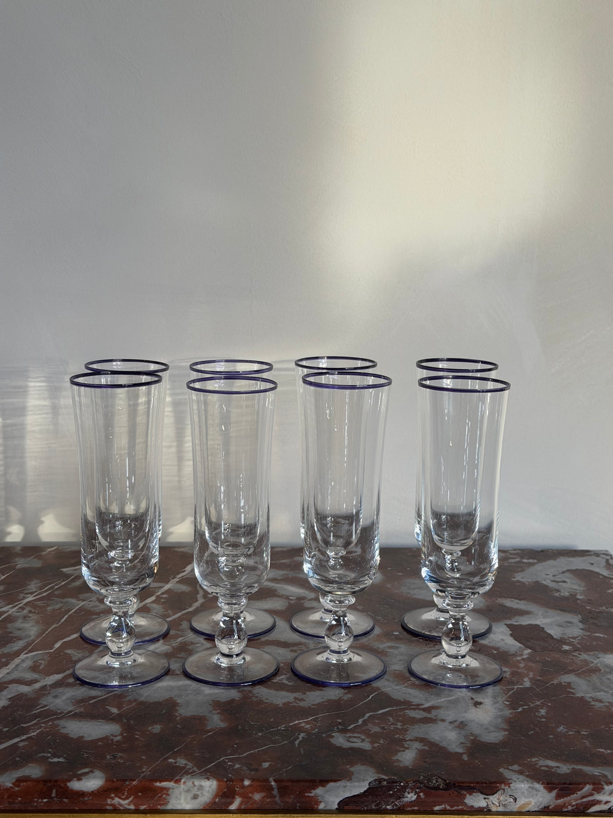 Vintage Murano Flutes, c. 1970, Set of 8