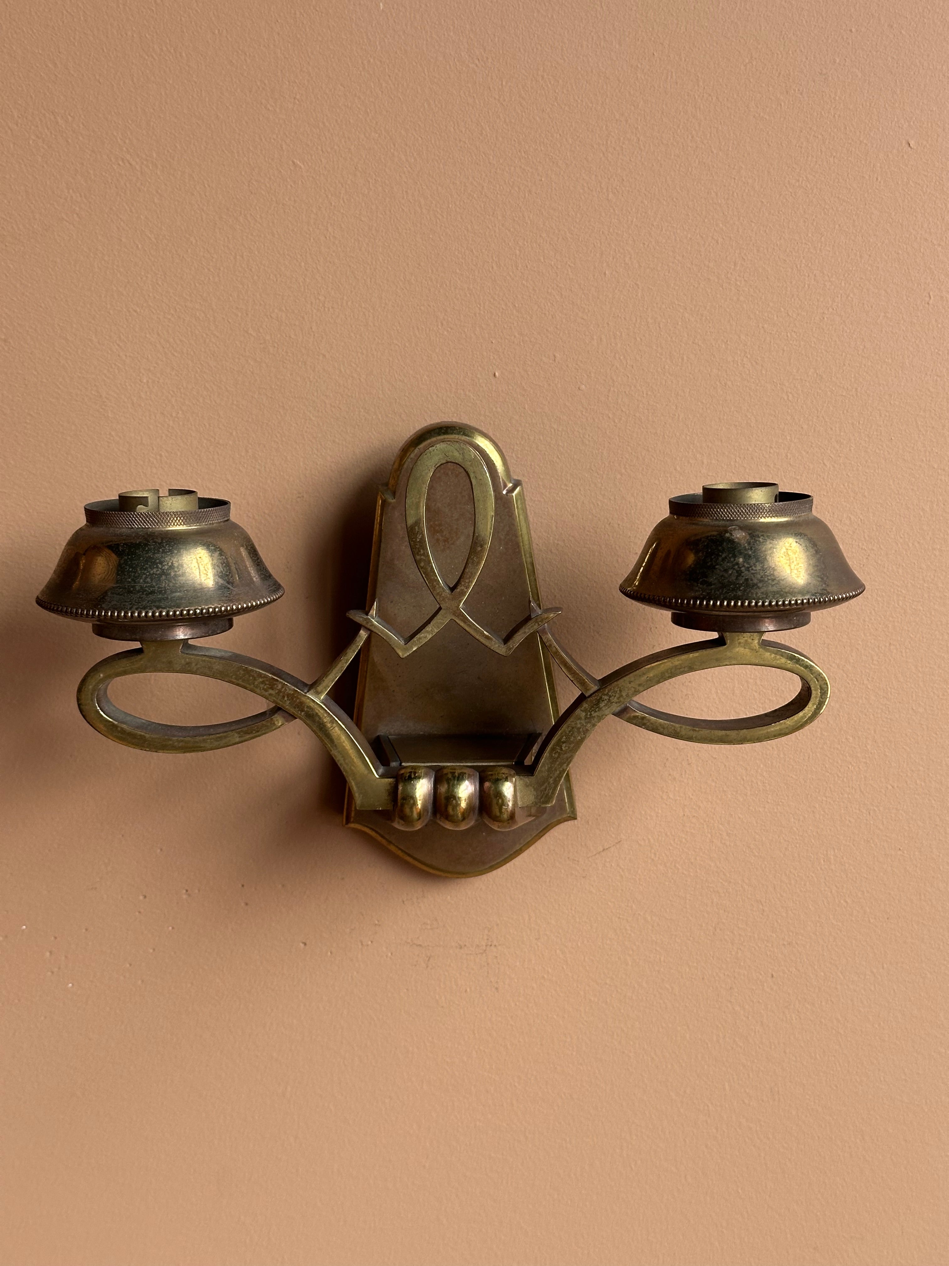 Bronze Sconces in the Style of Jules Leleu, Pair