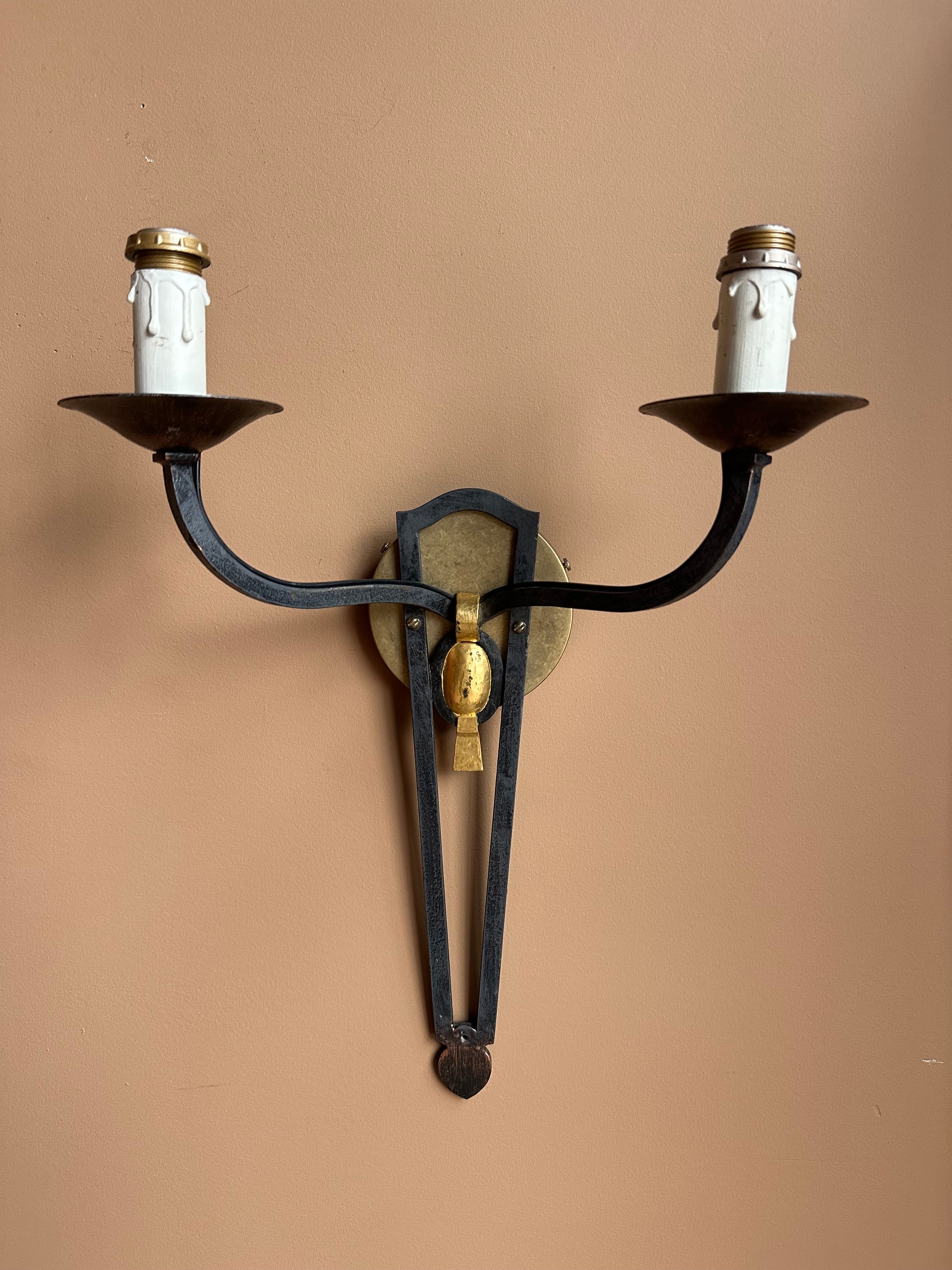 Black Iron Sconces, Pair