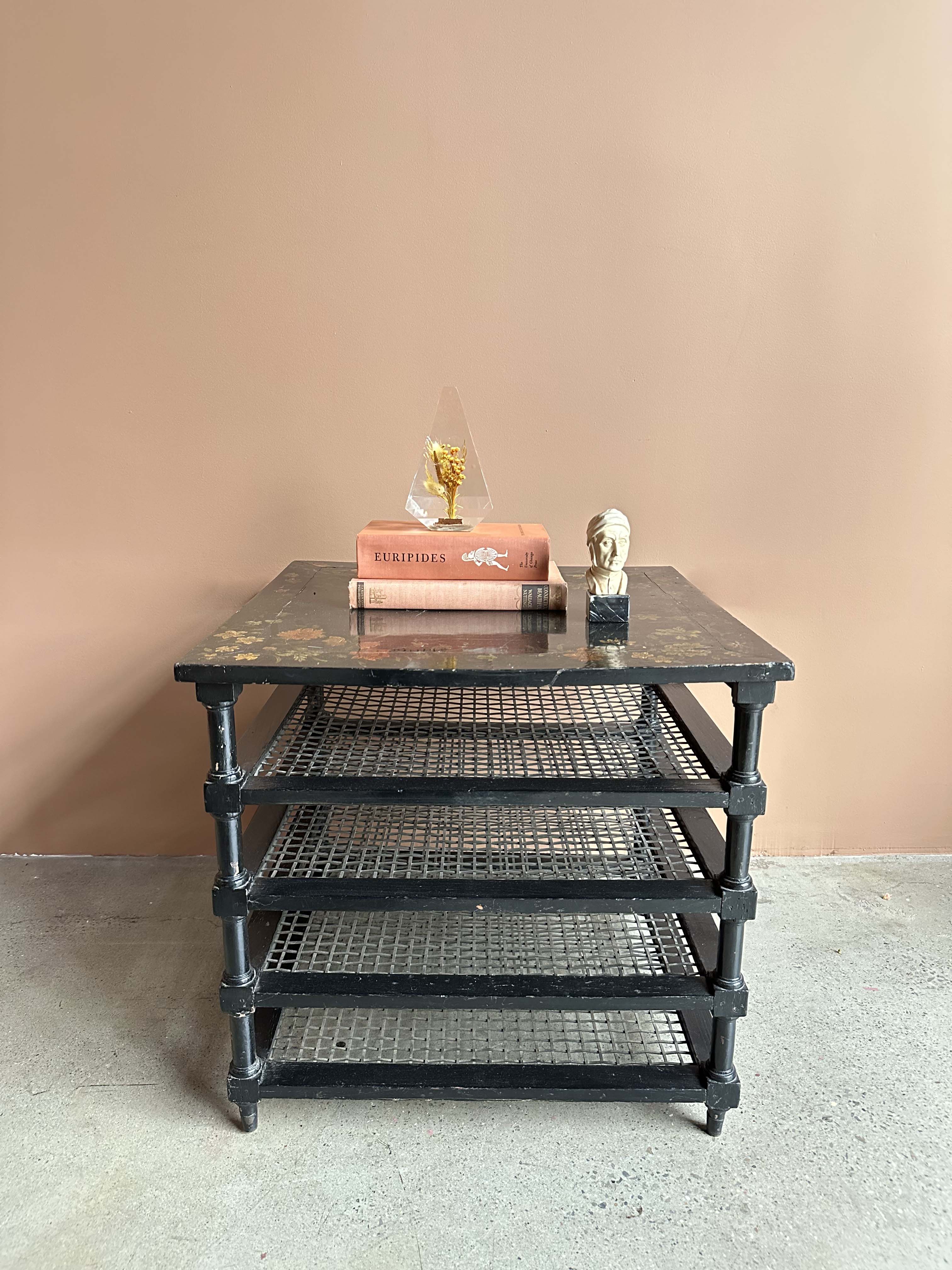 Black Lacquered Chinoiserie Side Table