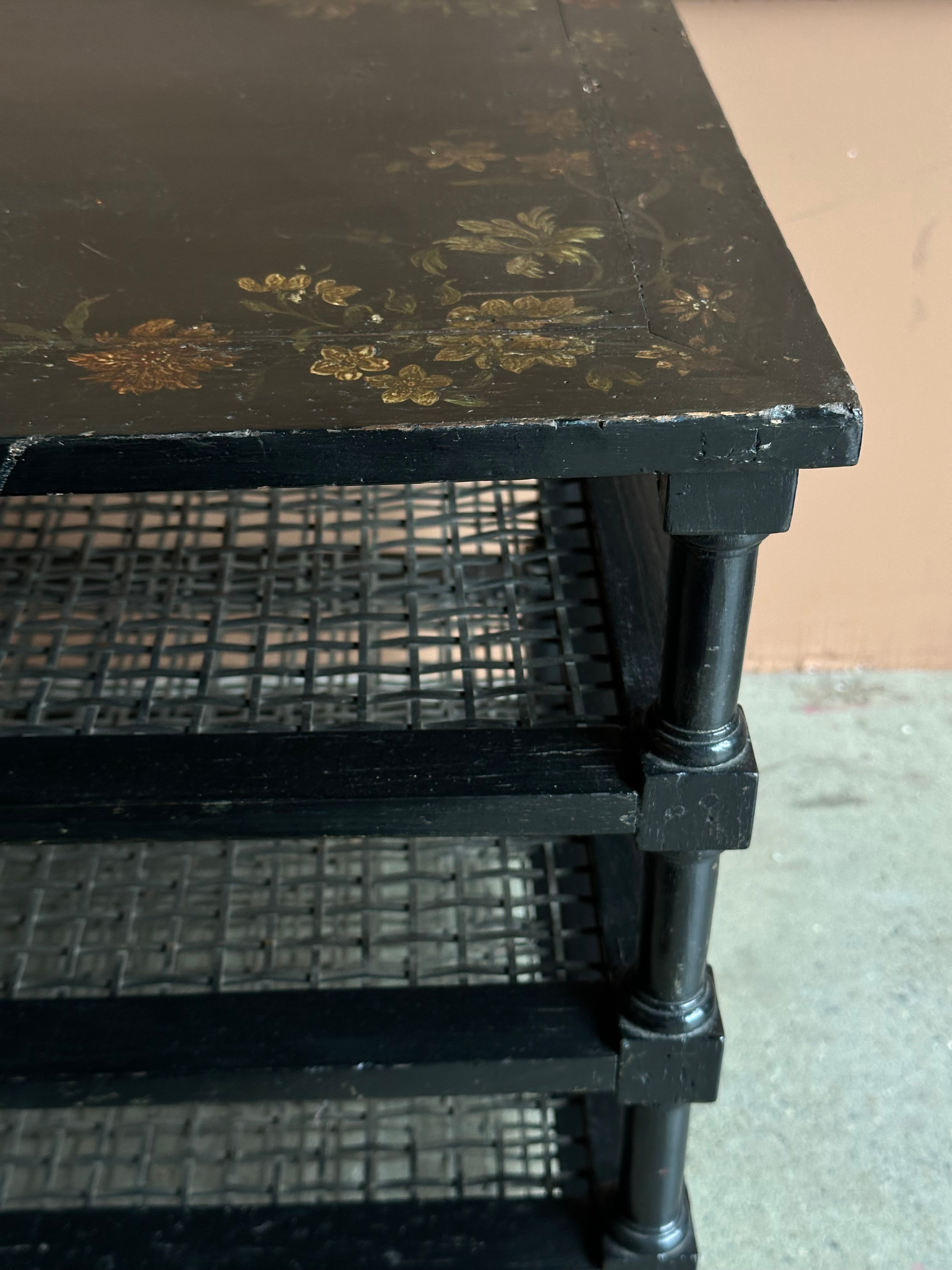 Black Lacquered Chinoiserie Side Table