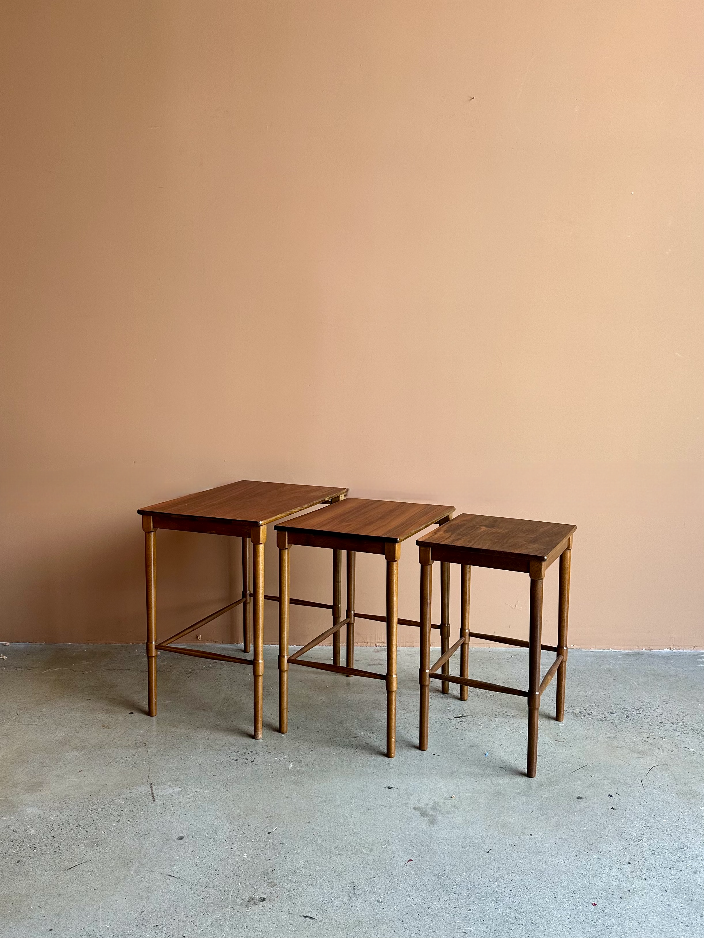 Walnut Nesting Tables att. Peter Hividt