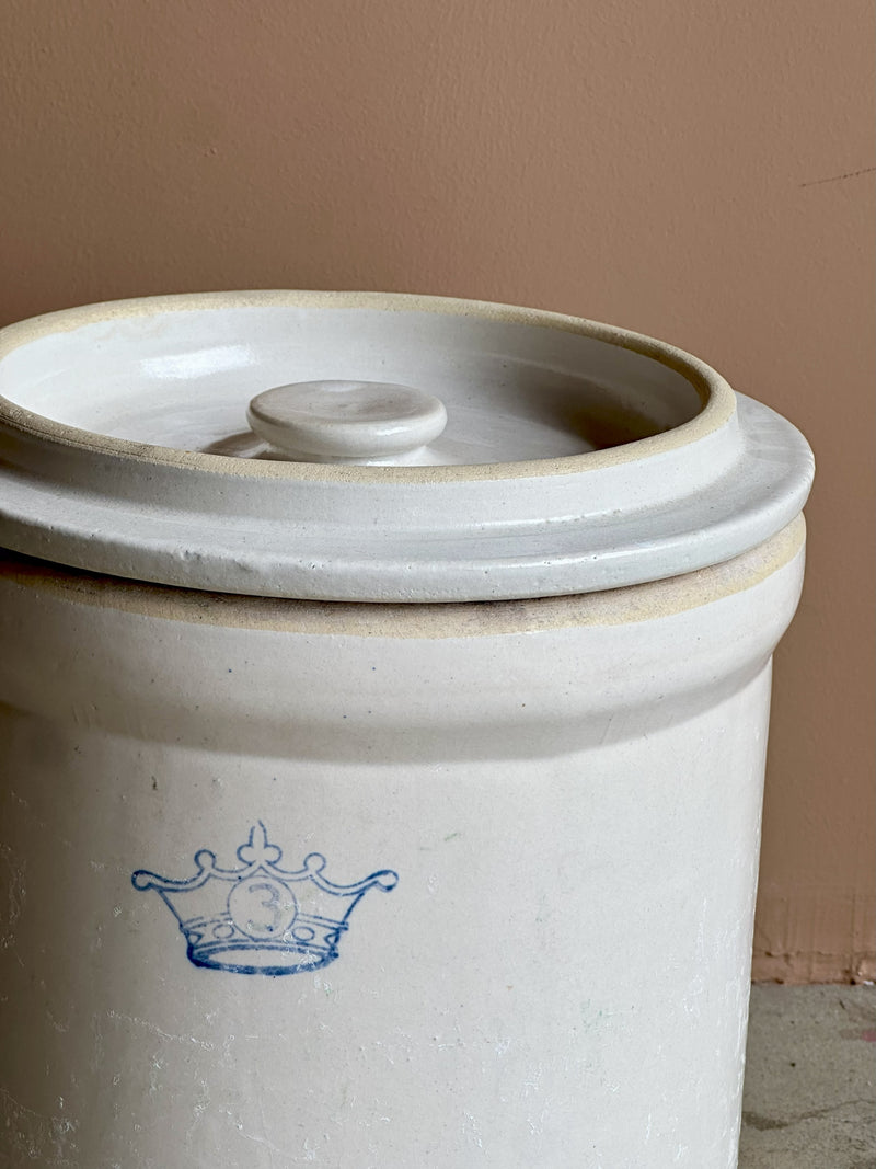 Antique Crown Stoneware Crock