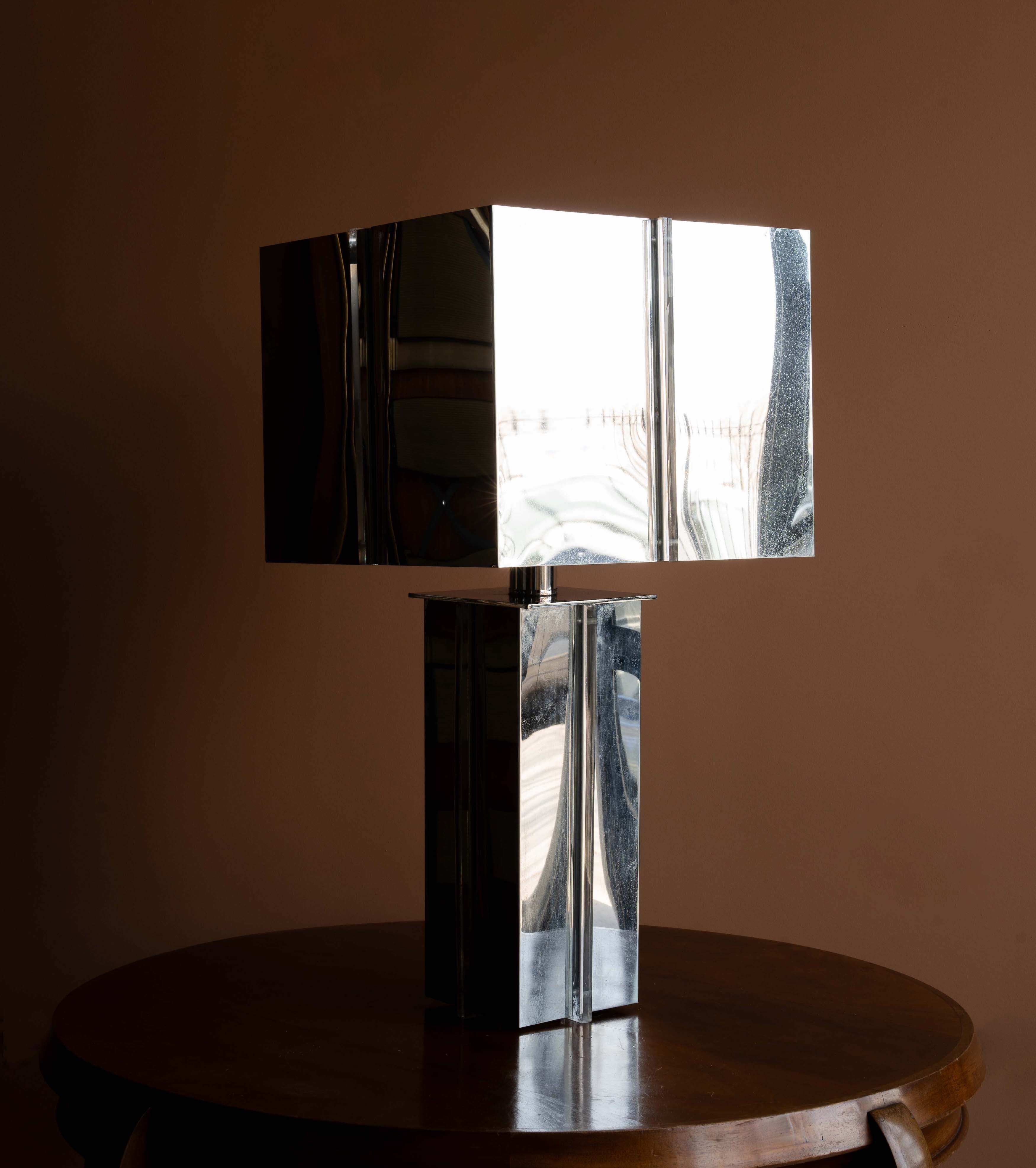 Chrome and Lucite Lamp in the style of Curtis Jeré c. 1970