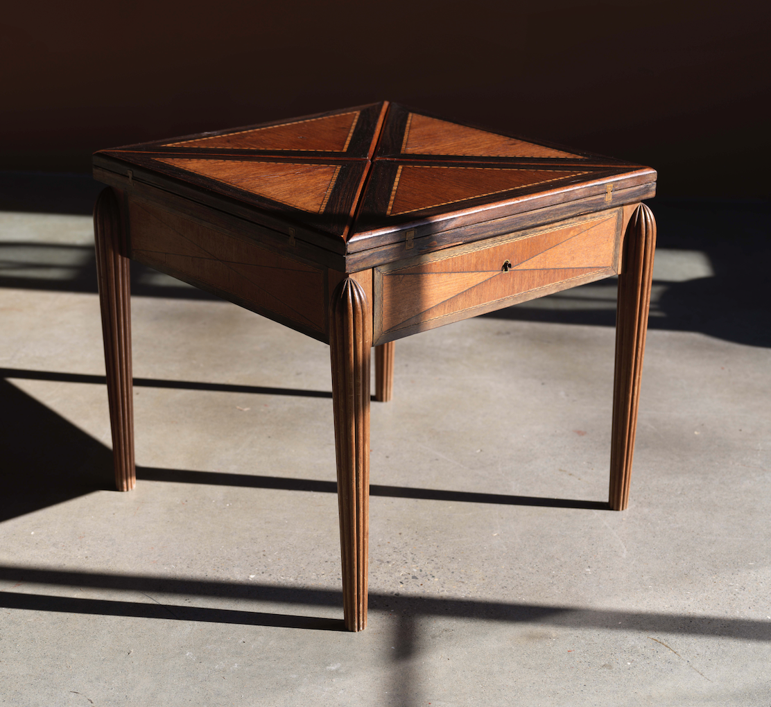 Vintage Rosewood Folding Card Table, c. 1940