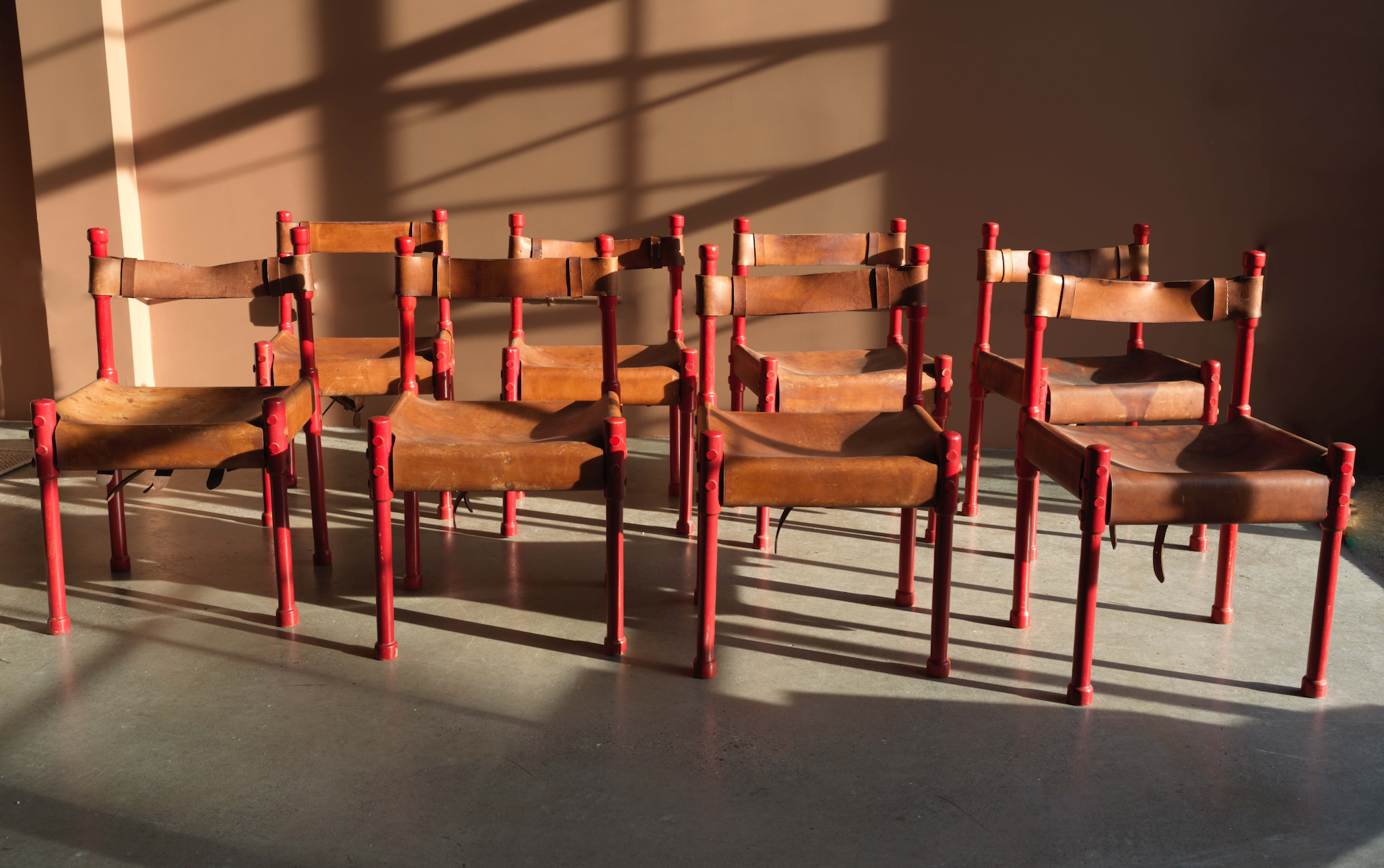 Leather Dining Chairs in the style of Asko, c. 1960, Set of 8
