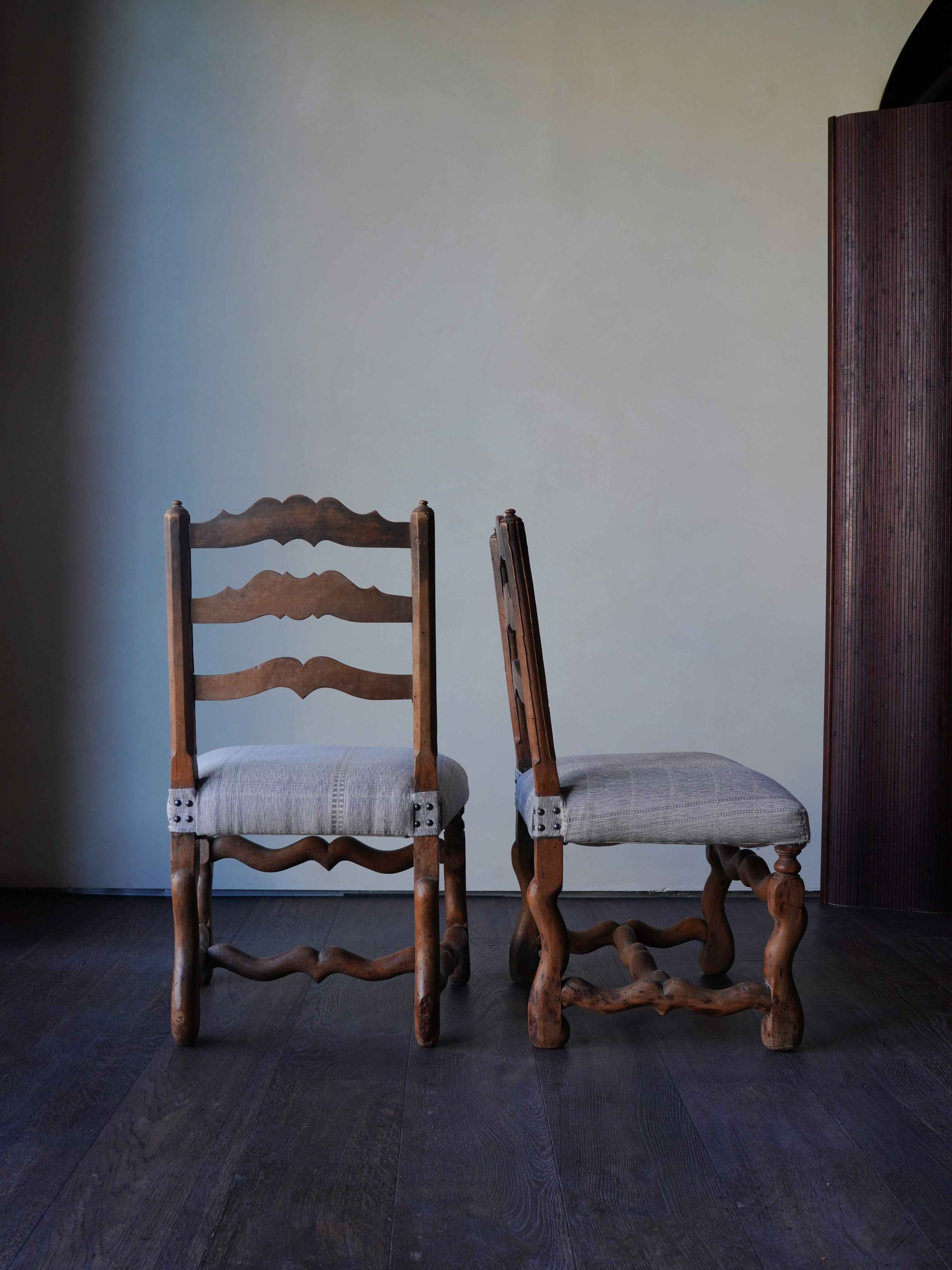 18th Century French Hand Carved Farm Chairs