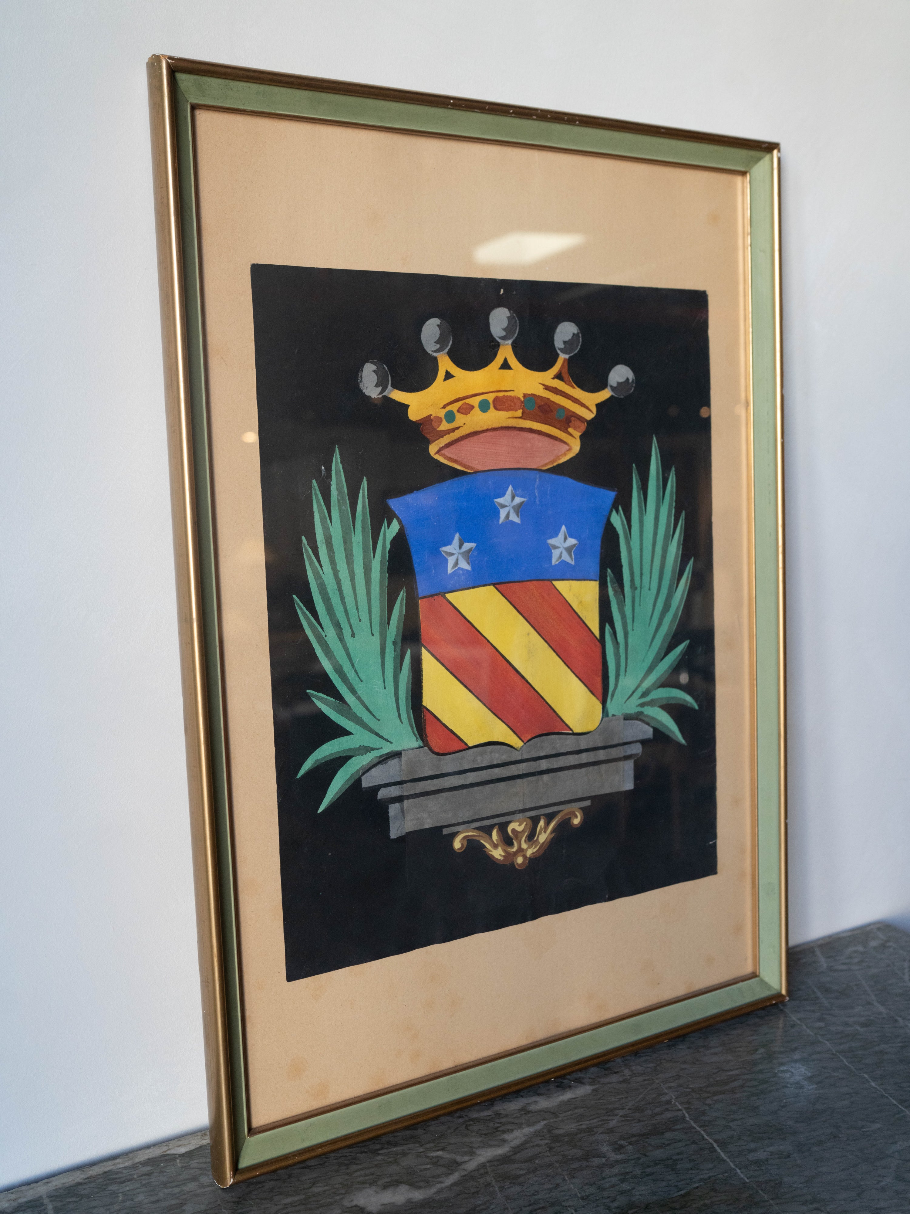 Antique Italian Family Crest Paintings, Single