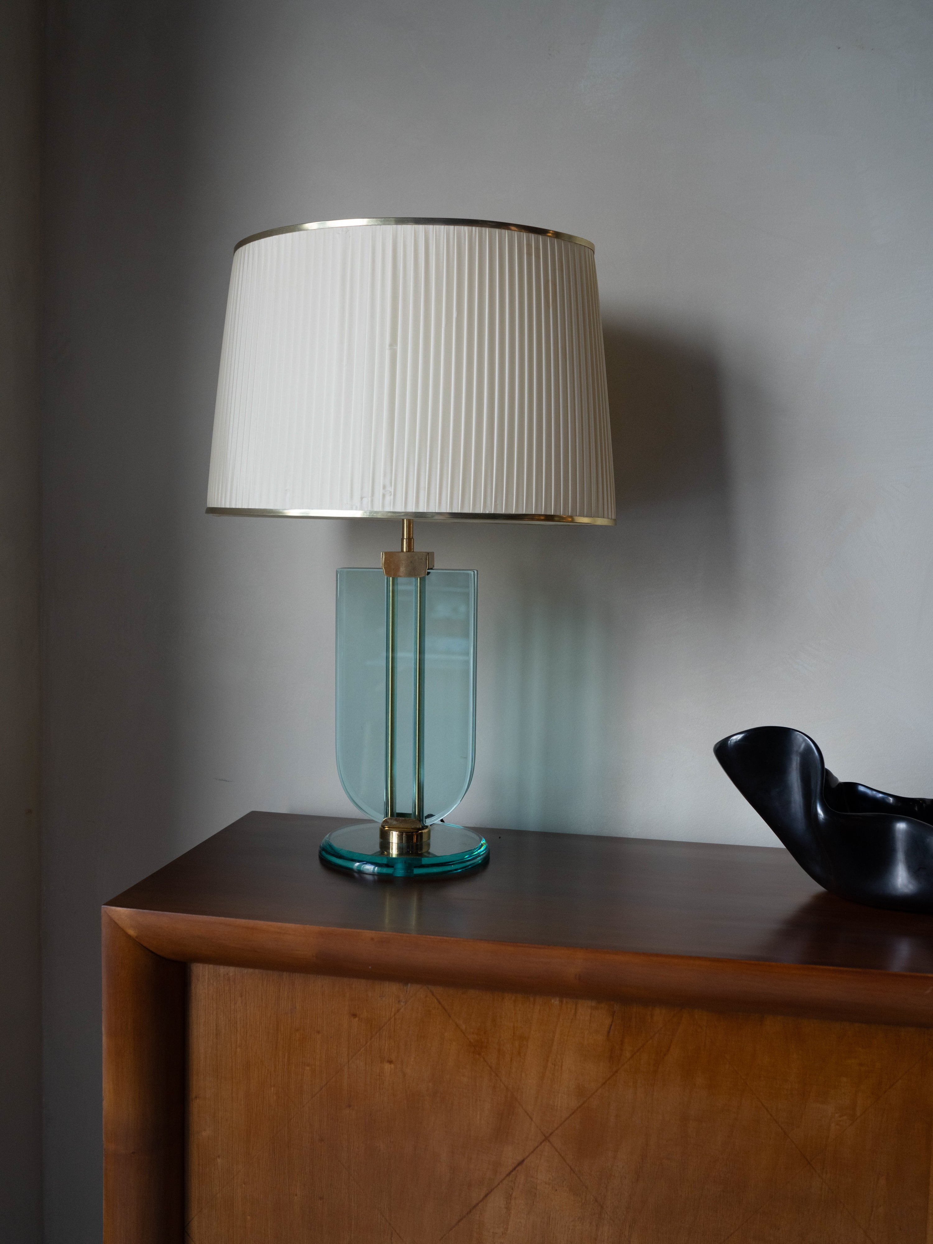 Midcentury Smoked Glass Table Lamps, Pair