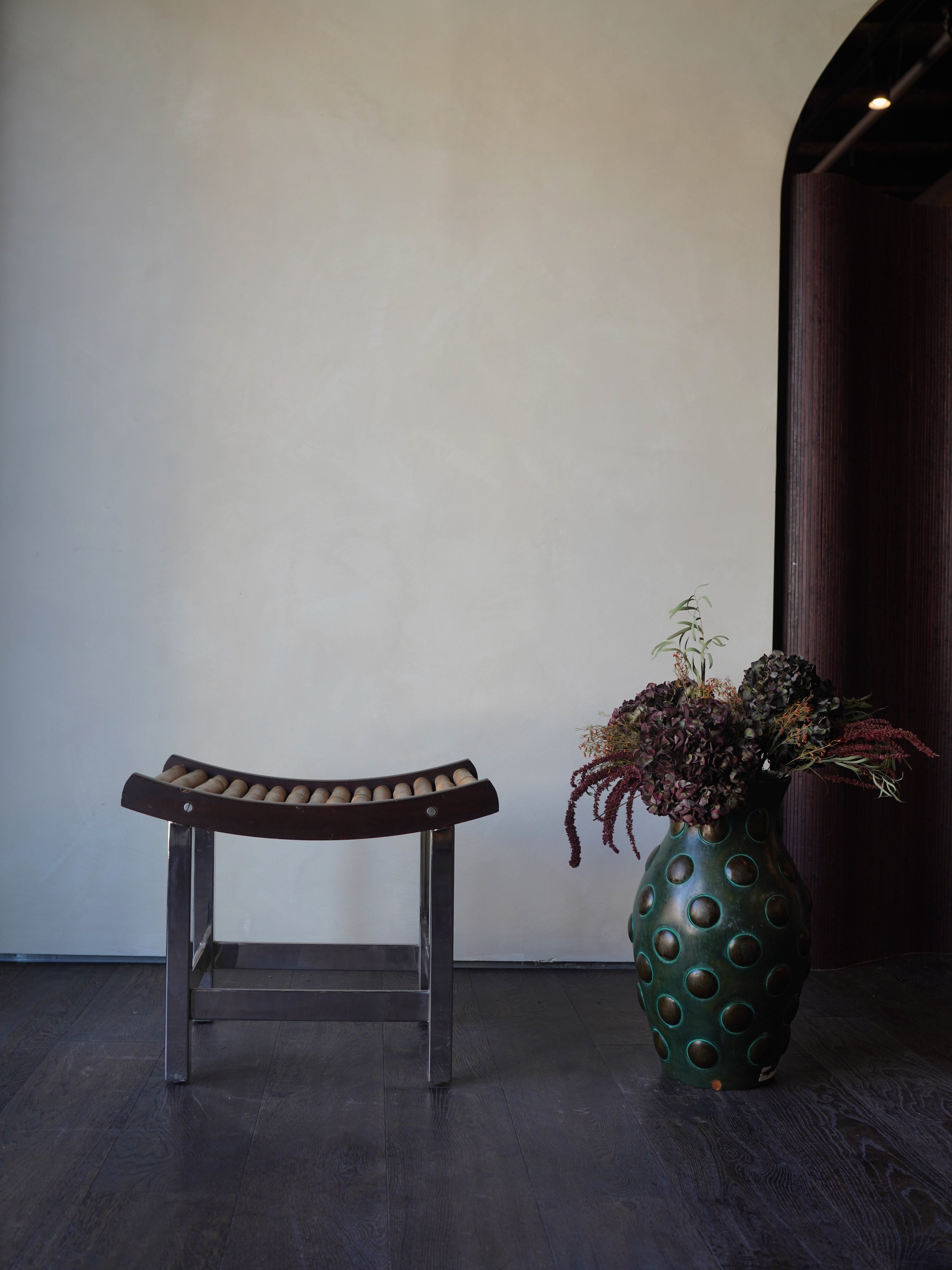 1980s Bamboo Chrome Stool
