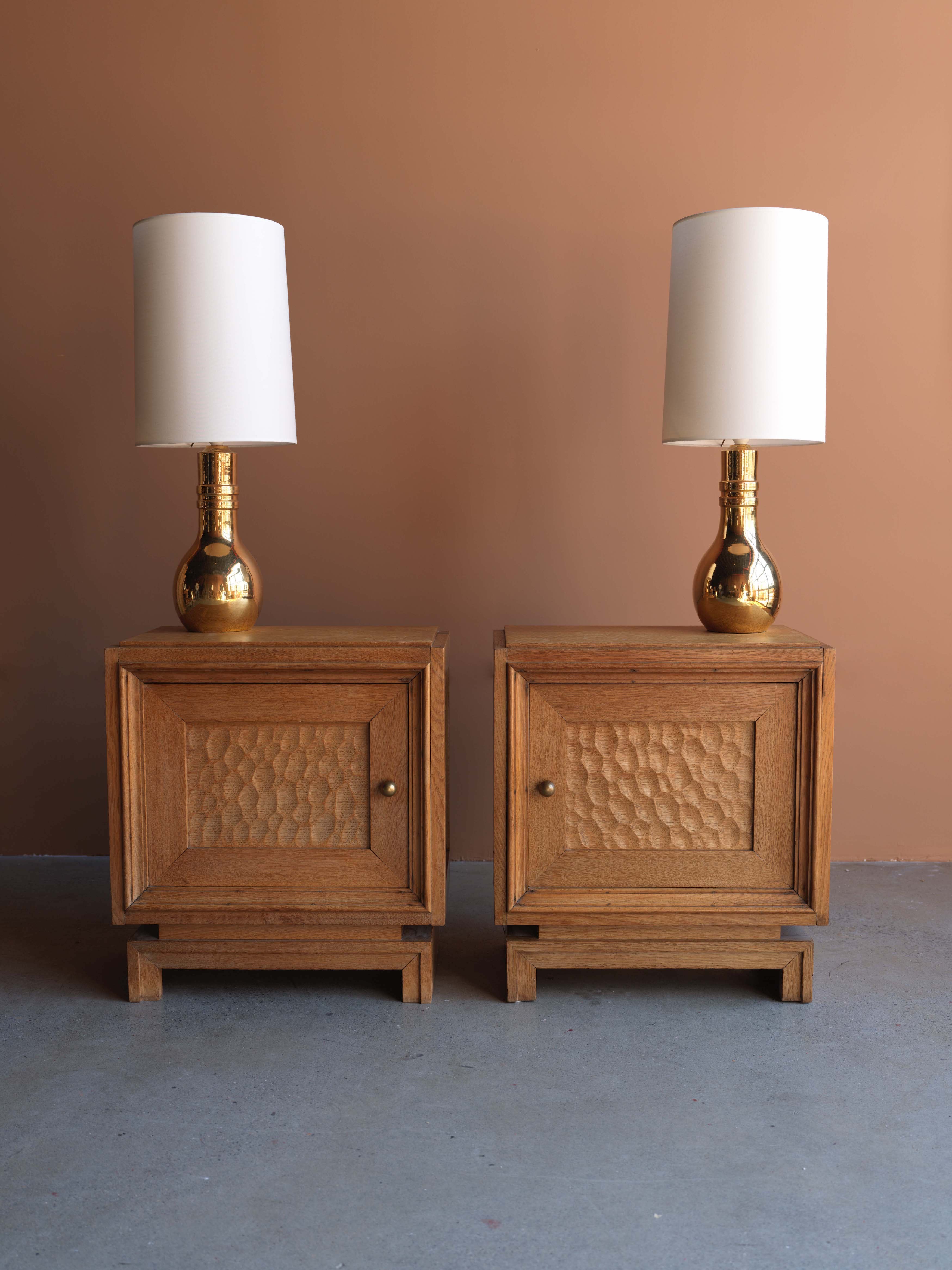 Gold Glazed Ceramic Lamps by Aldo Londi for Bitossi, pair