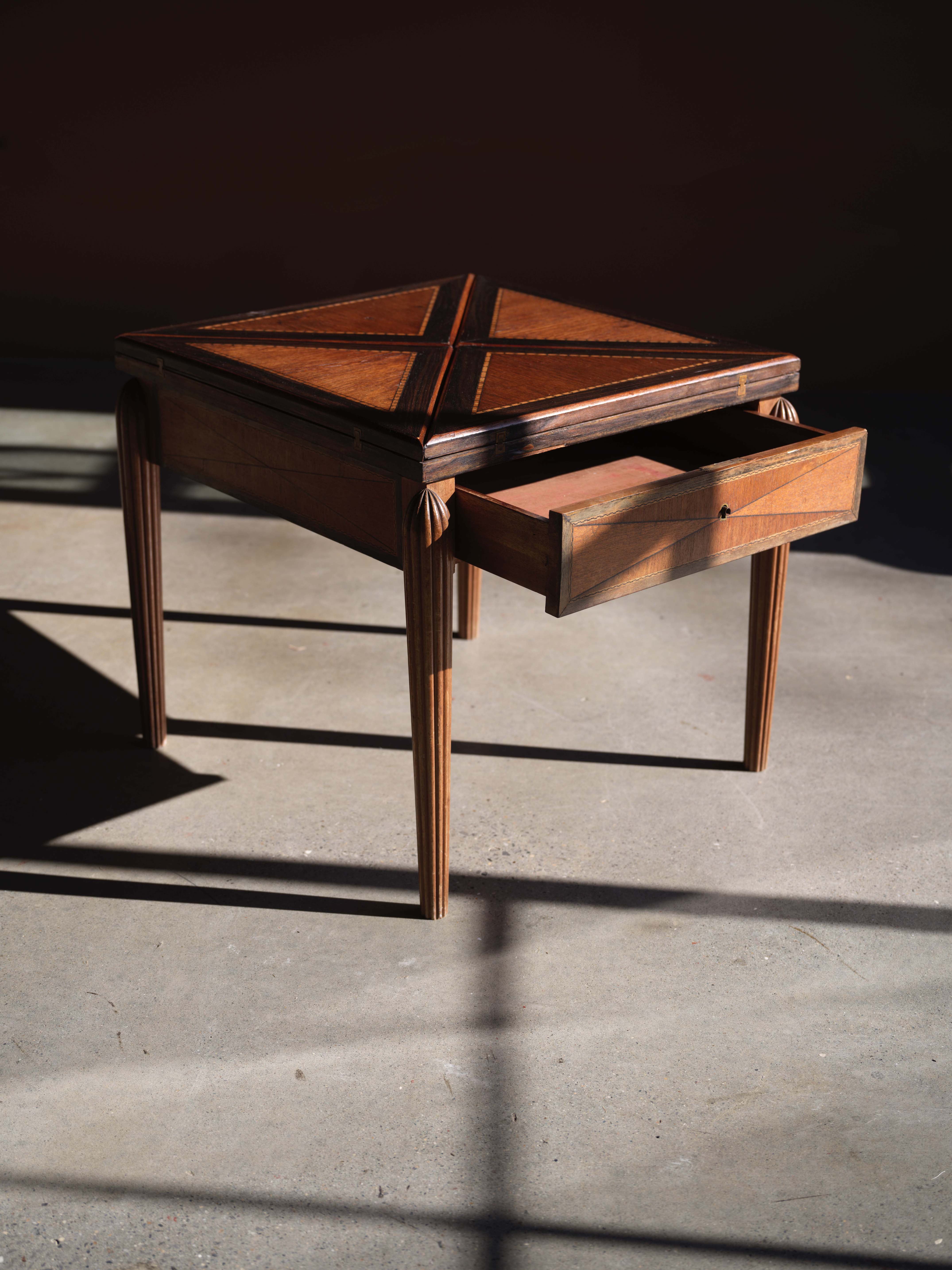Vintage Rosewood Folding Card Table, c. 1940 – Antik