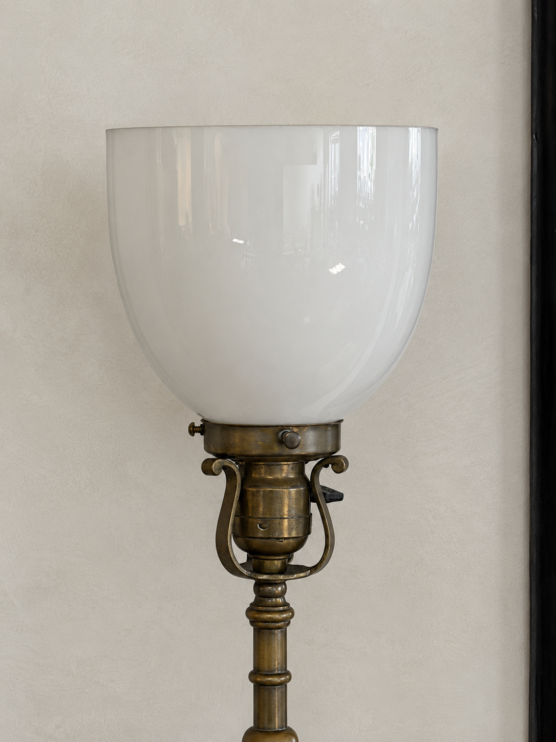 Vintage Oak and Brass Lamps, Pair