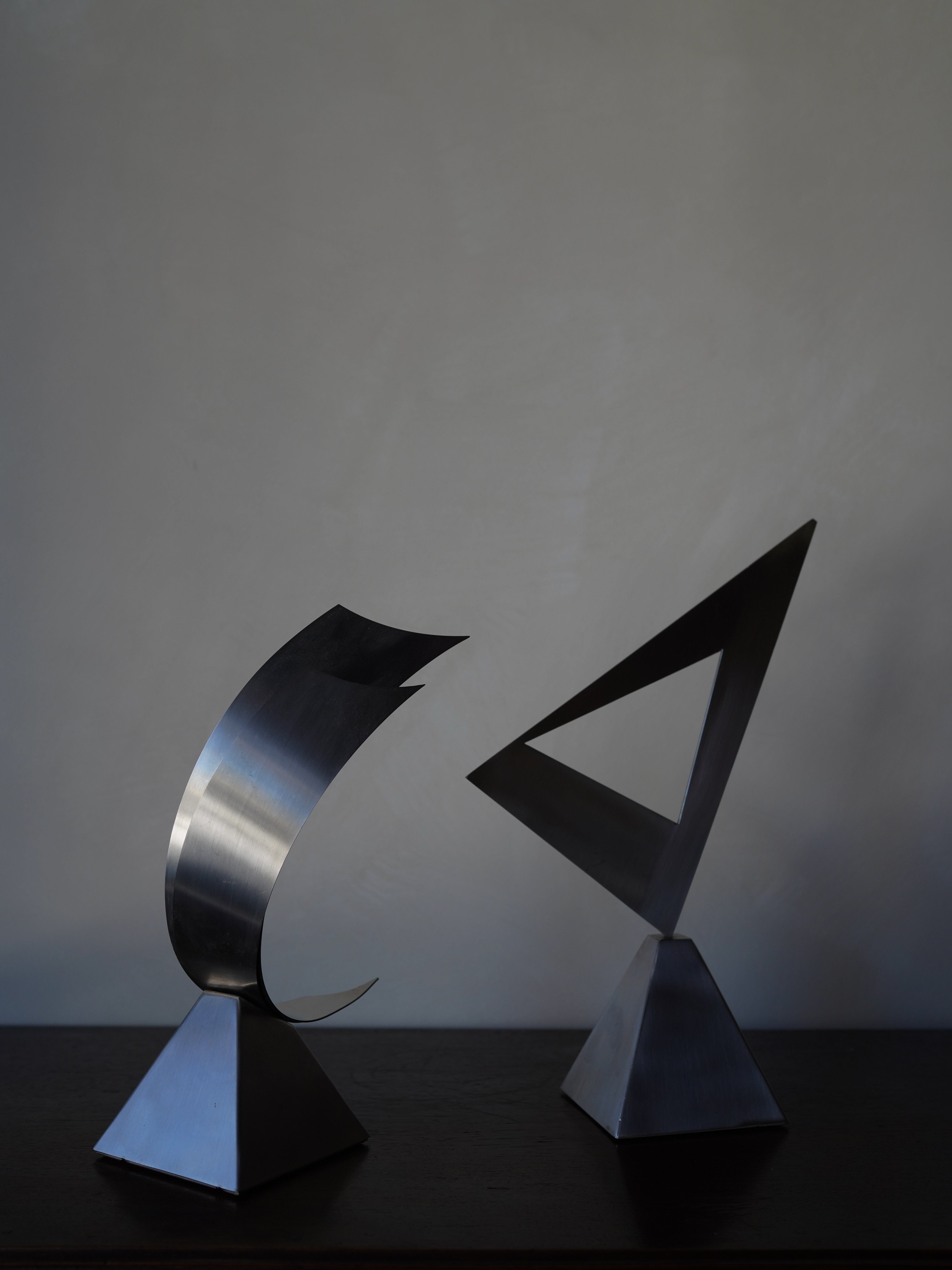 Pair of Abstract Modern Metal Table Sculptures