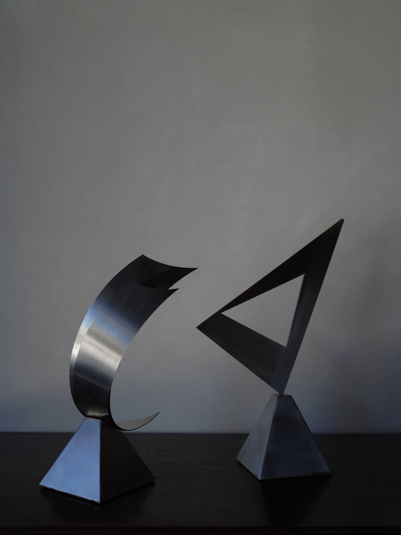 Pair of Abstract Modern Metal Table Sculptures